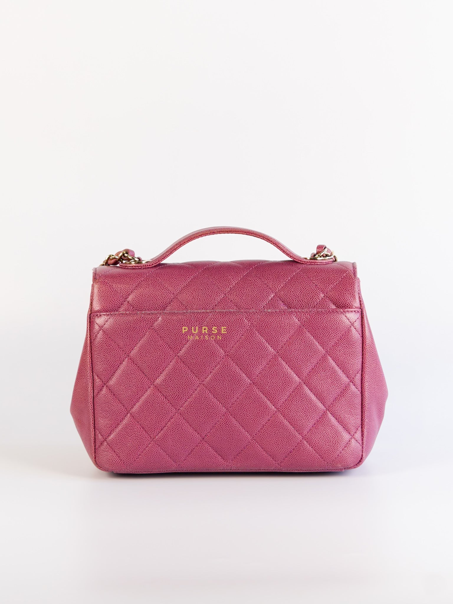 Business Affinity Medium in Mauve Pink Caviar and Light Gold Hardware Series 23 | Purse Maison Luxury Bags Shop