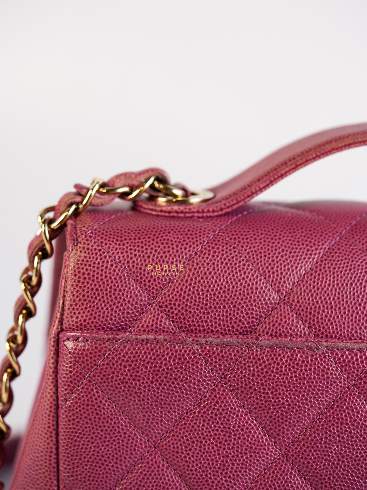 Business Affinity Medium in Mauve Pink Caviar and Light Gold Hardware Series 23 | Purse Maison Luxury Bags Shop