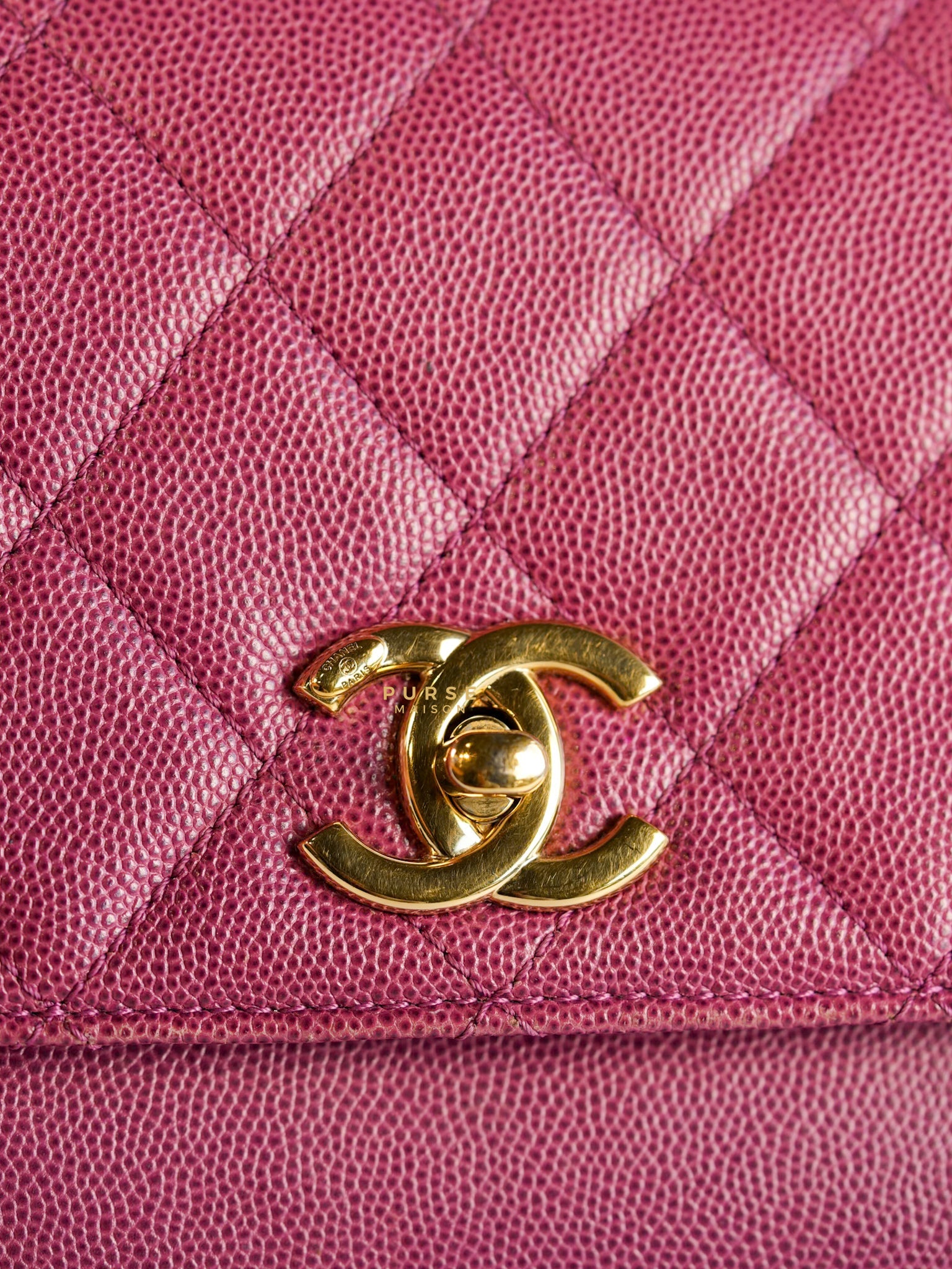 Business Affinity Medium in Mauve Pink Caviar and Light Gold Hardware Series 23 | Purse Maison Luxury Bags Shop