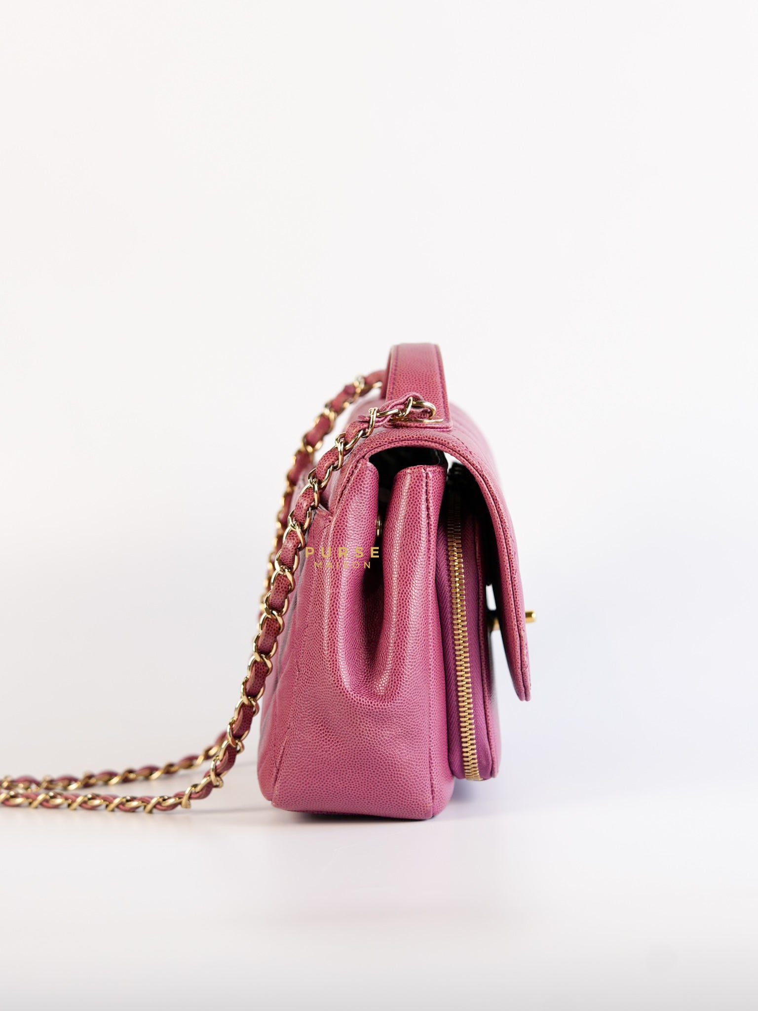 Business Affinity Medium in Mauve Pink Caviar and Light Gold Hardware Series 23 | Purse Maison Luxury Bags Shop