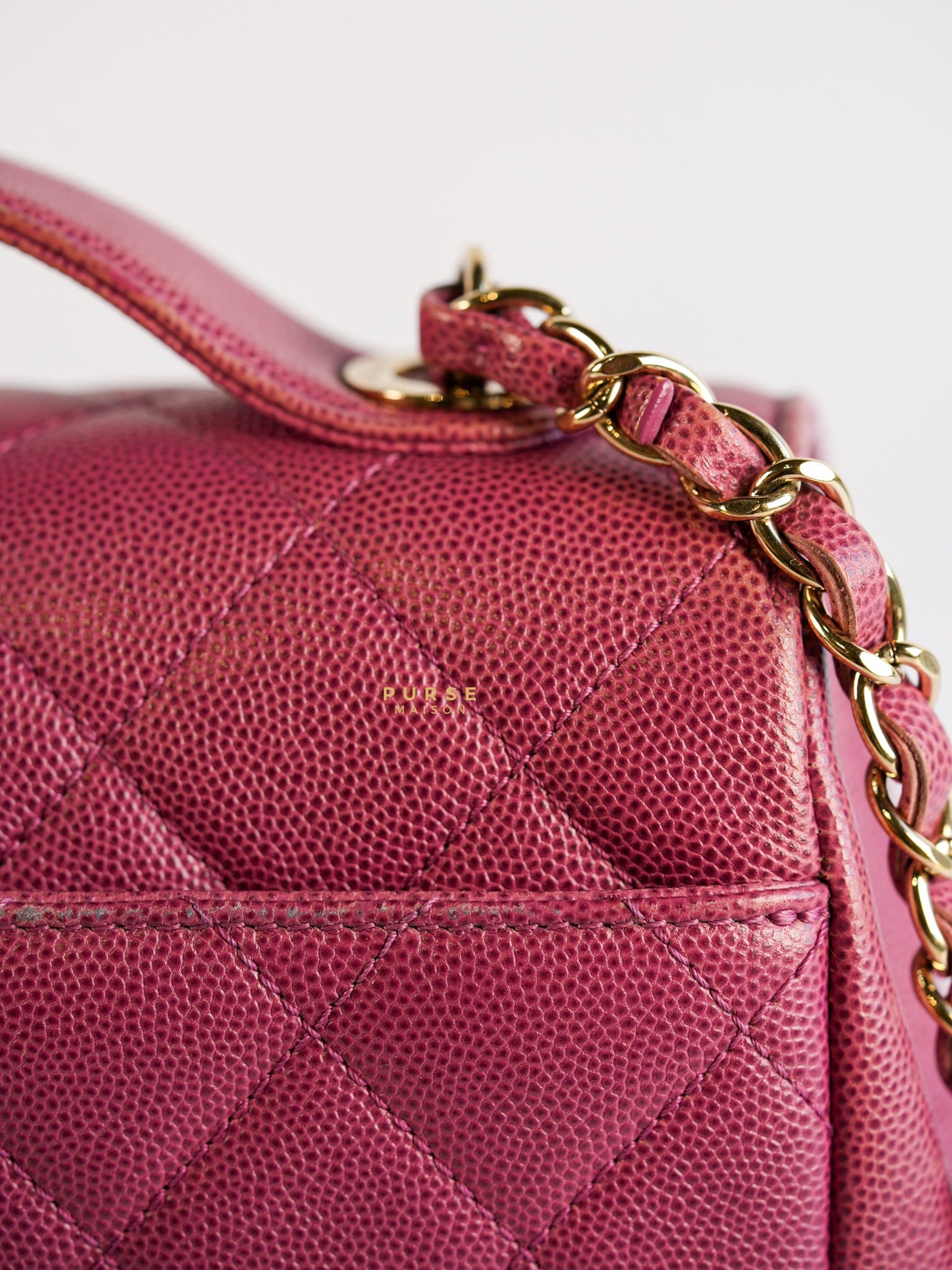 Business Affinity Medium in Mauve Pink Caviar and Light Gold Hardware Series 23 | Purse Maison Luxury Bags Shop