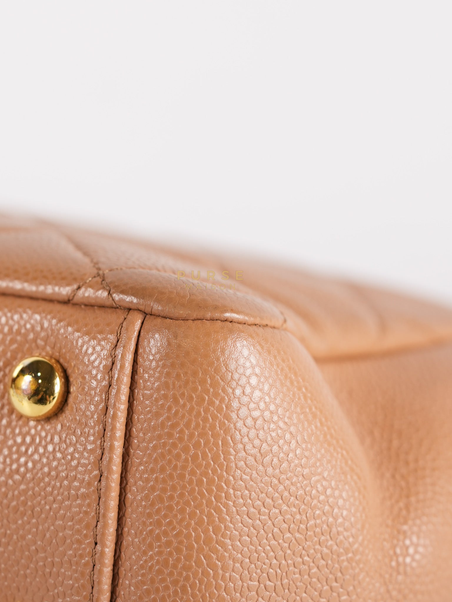 Business Affinity Shoulder Bag Medium in Caramel Caviar Leather & Gold Hardware (Series 30) | Purse Maison Luxury Bags Shop