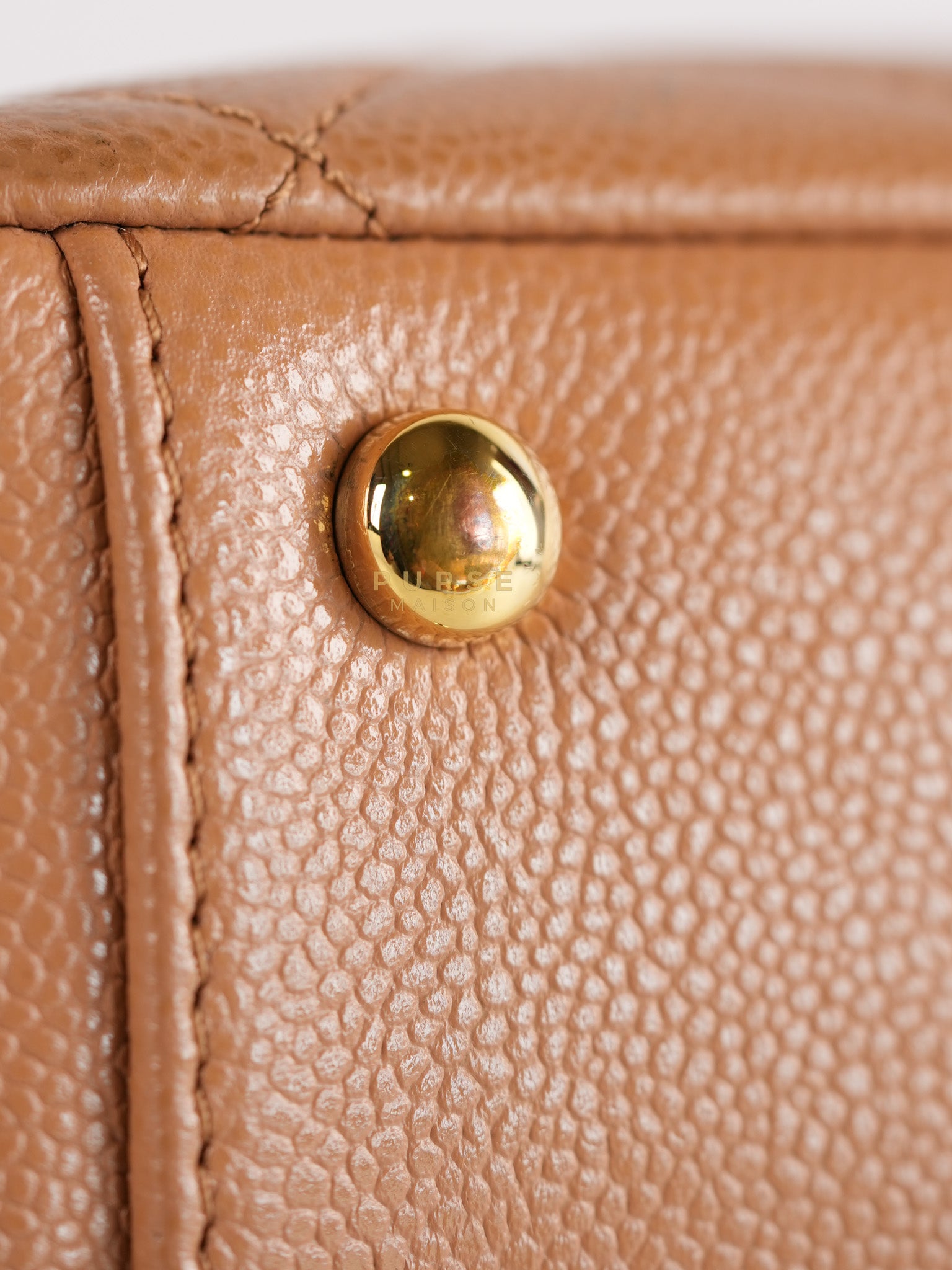 Business Affinity Shoulder Bag Medium in Caramel Caviar Leather & Gold Hardware (Series 30) | Purse Maison Luxury Bags Shop