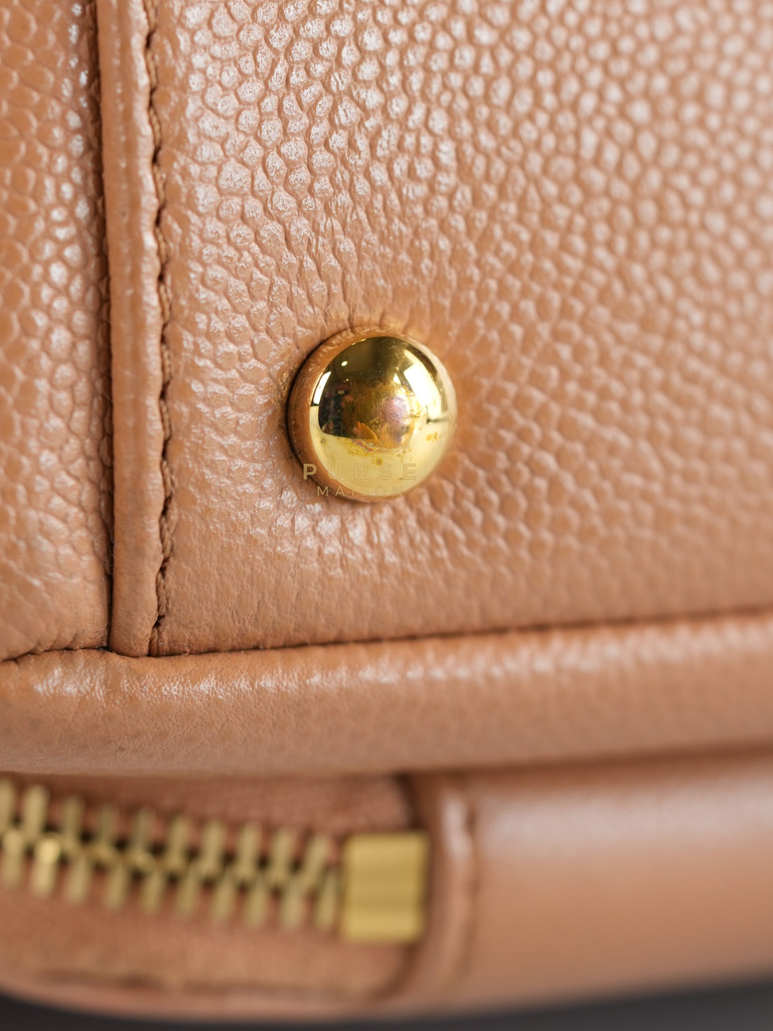 Business Affinity Shoulder Bag Medium in Caramel Caviar Leather & Gold Hardware (Series 30) | Purse Maison Luxury Bags Shop