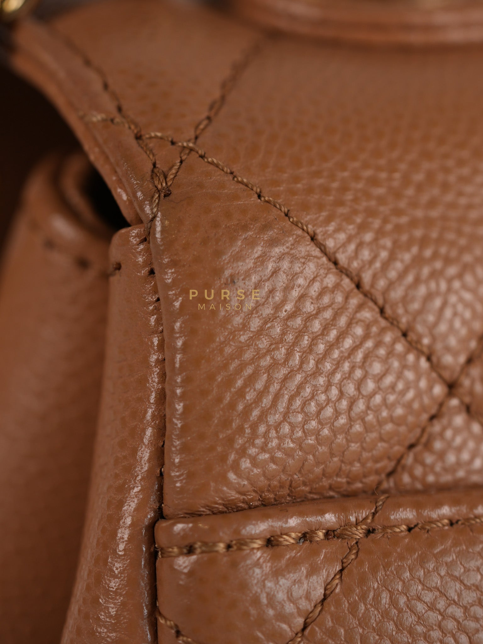 Business Affinity Shoulder Bag Medium in Caramel Caviar Leather & Gold Hardware (Series 30) | Purse Maison Luxury Bags Shop