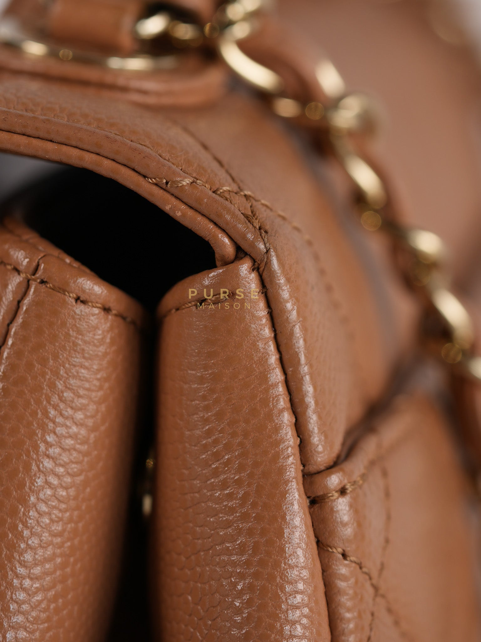 Business Affinity Shoulder Bag Medium in Caramel Caviar Leather & Gold Hardware (Series 30) | Purse Maison Luxury Bags Shop