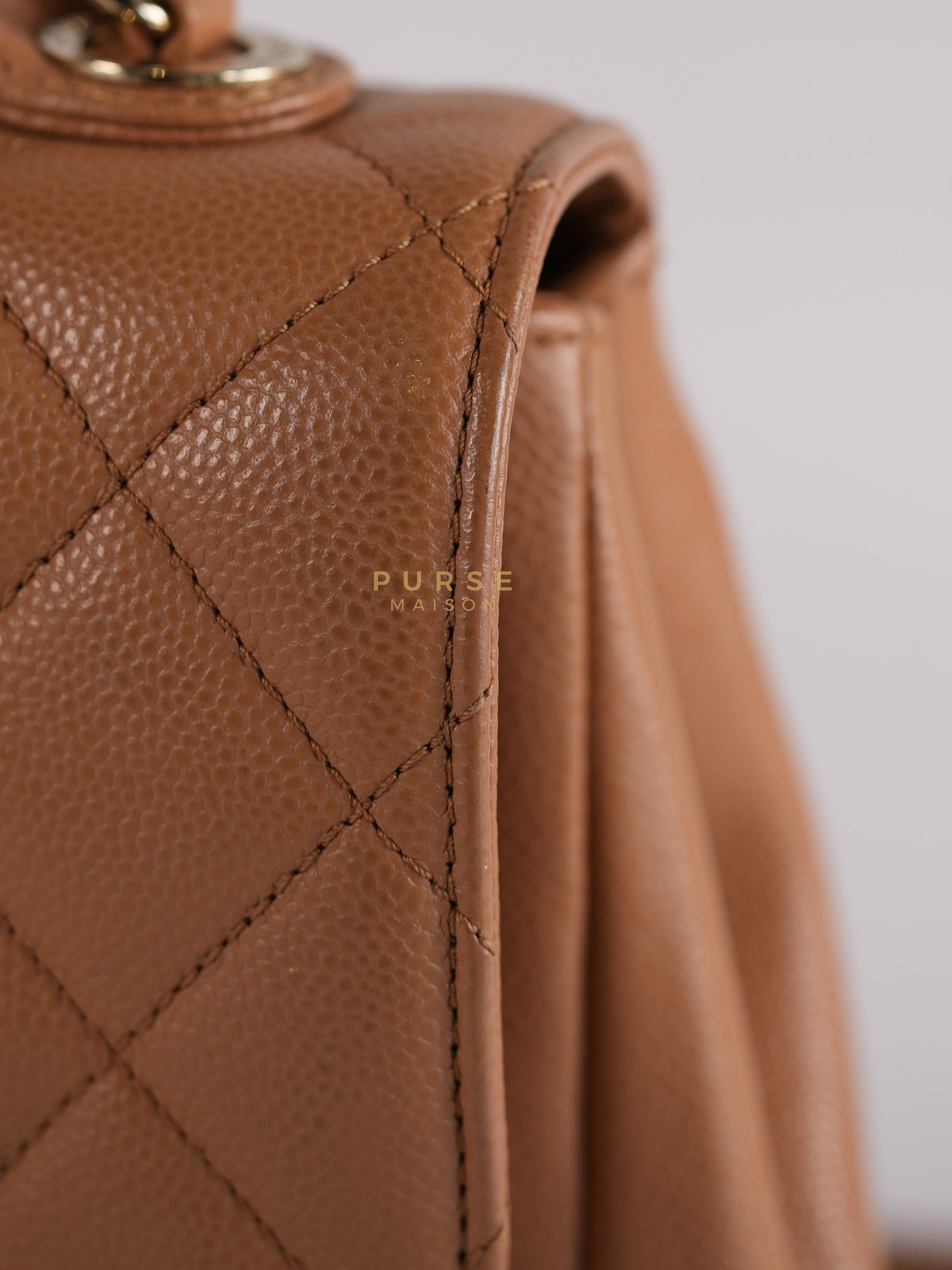Business Affinity Shoulder Bag Medium in Caramel Caviar Leather & Gold Hardware (Series 30) | Purse Maison Luxury Bags Shop