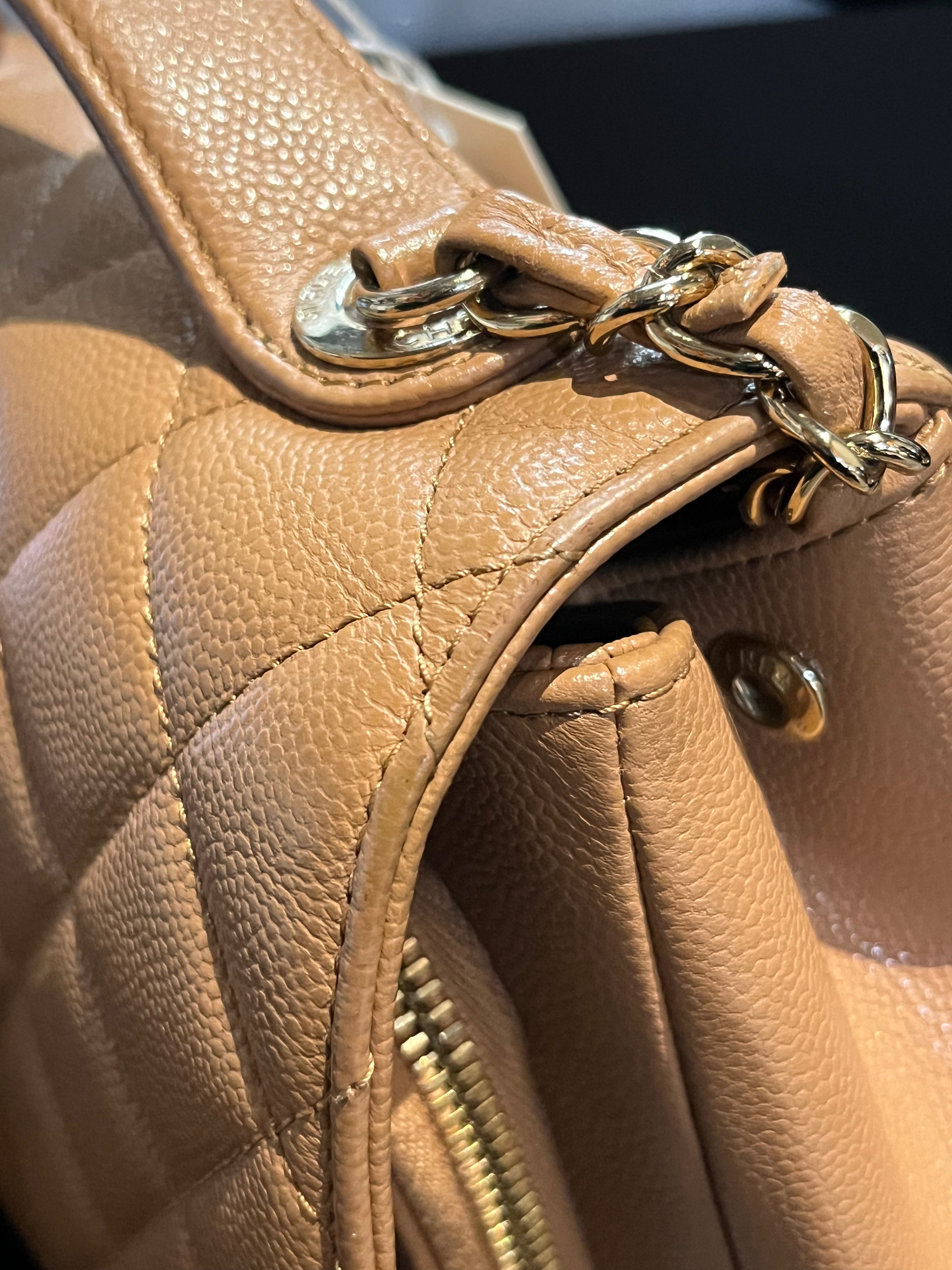 Business Affinity Shoulder Bag Medium in Caramel Caviar Leather & Gold Hardware (Series 30) | Purse Maison Luxury Bags Shop