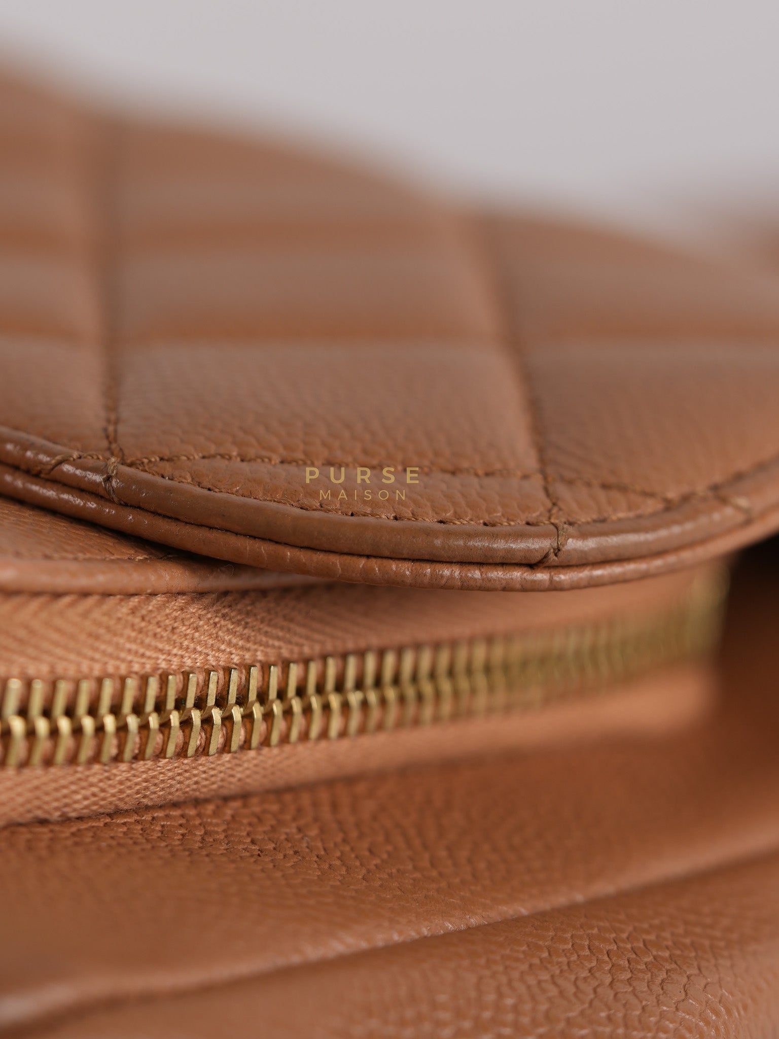 Business Affinity Shoulder Bag Medium in Caramel Caviar Leather & Gold Hardware (Series 30) | Purse Maison Luxury Bags Shop