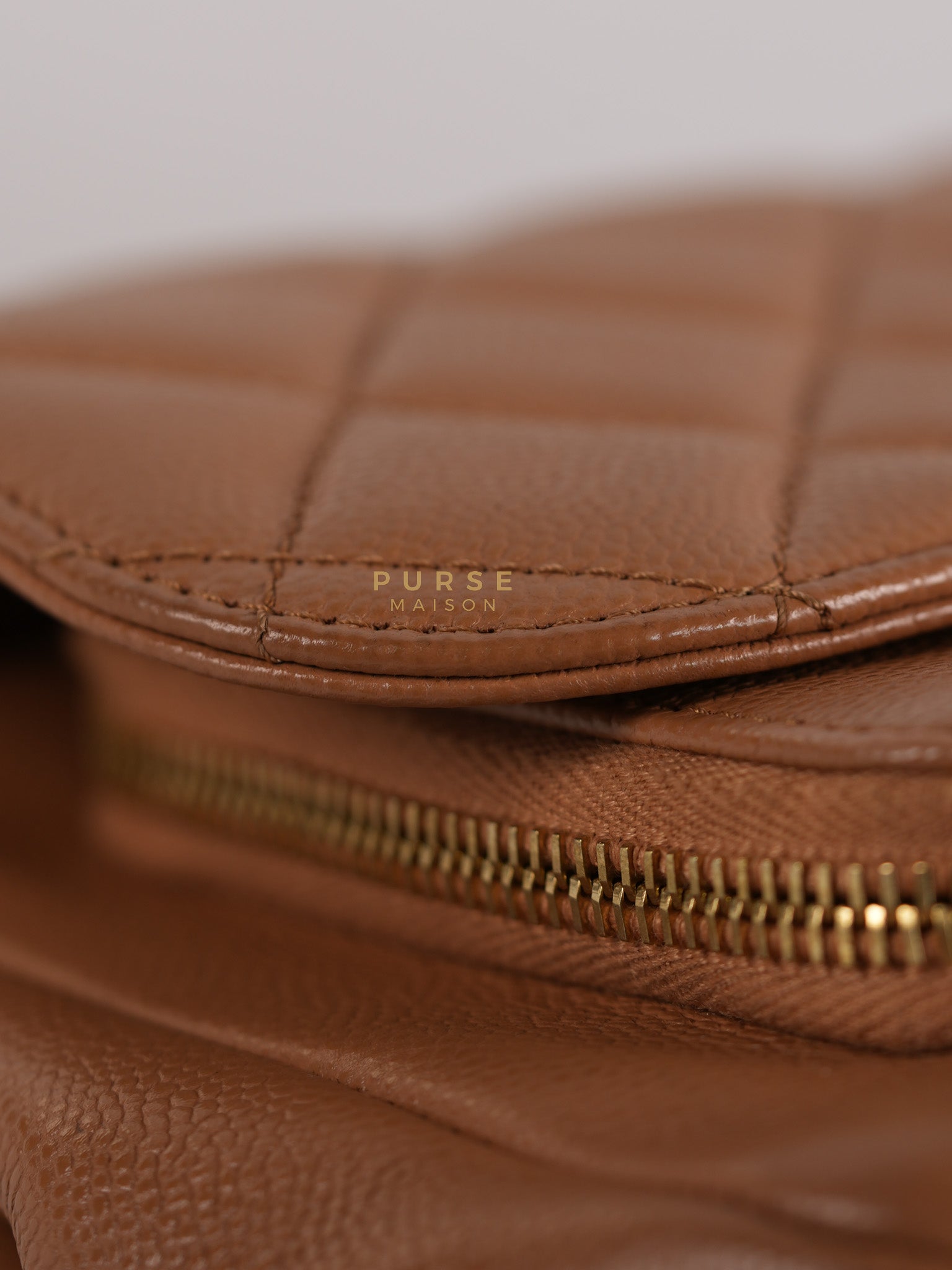 Business Affinity Shoulder Bag Medium in Caramel Caviar Leather & Gold Hardware (Series 30) | Purse Maison Luxury Bags Shop