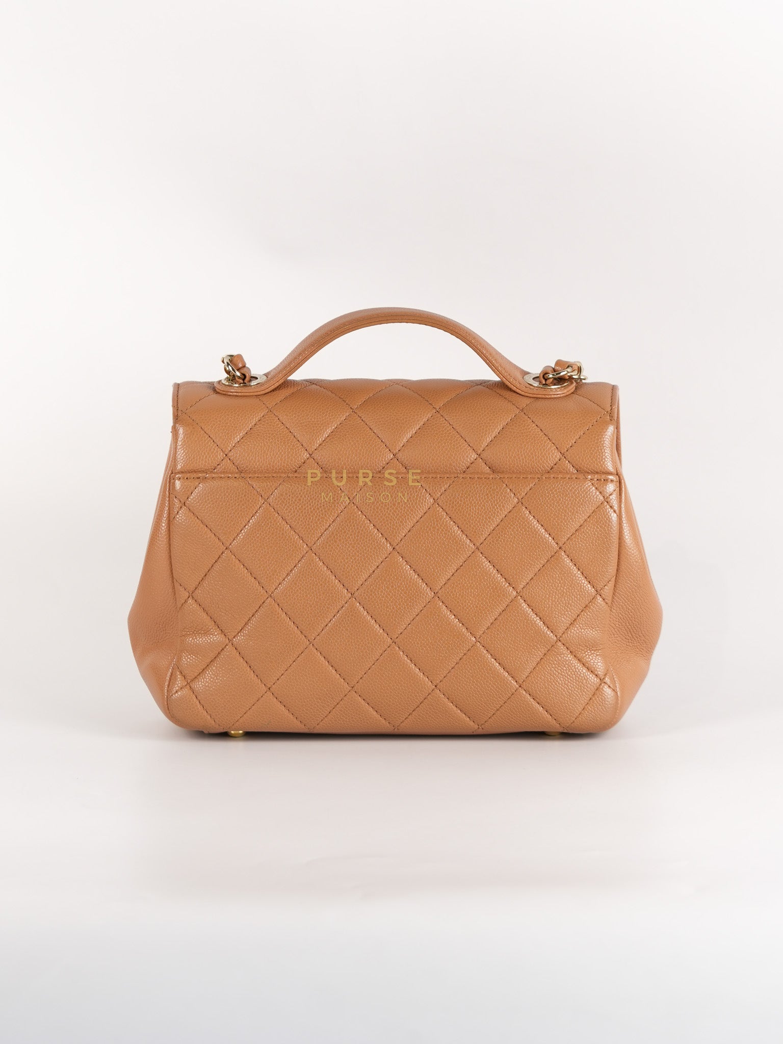 Business Affinity Shoulder Bag Medium in Caramel Caviar Leather & Gold Hardware (Series 30) | Purse Maison Luxury Bags Shop