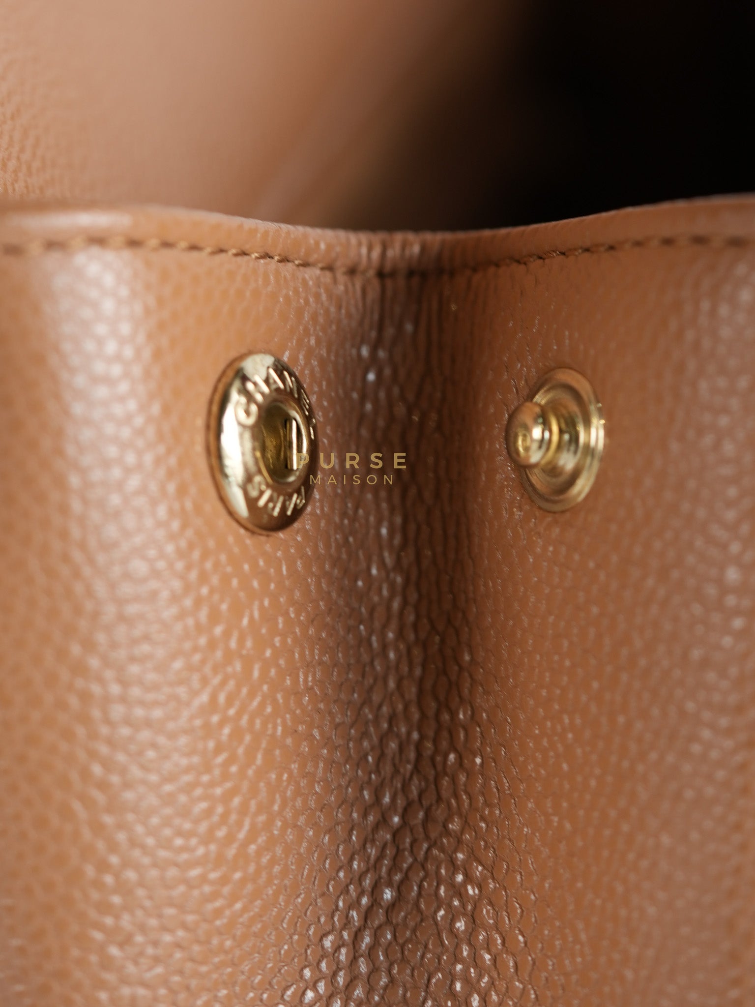 Business Affinity Shoulder Bag Medium in Caramel Caviar Leather & Gold Hardware (Series 30) | Purse Maison Luxury Bags Shop