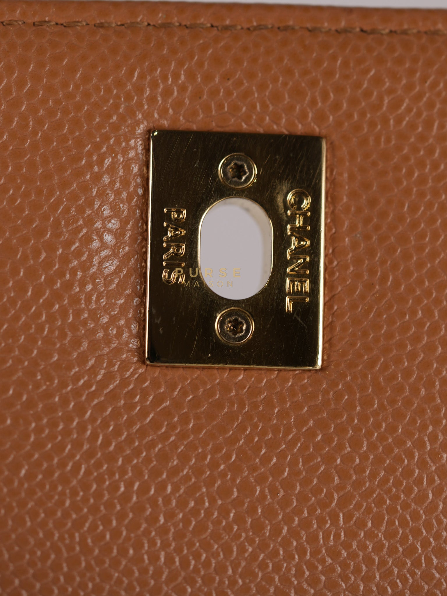 Business Affinity Shoulder Bag Medium in Caramel Caviar Leather & Gold Hardware (Series 30) | Purse Maison Luxury Bags Shop