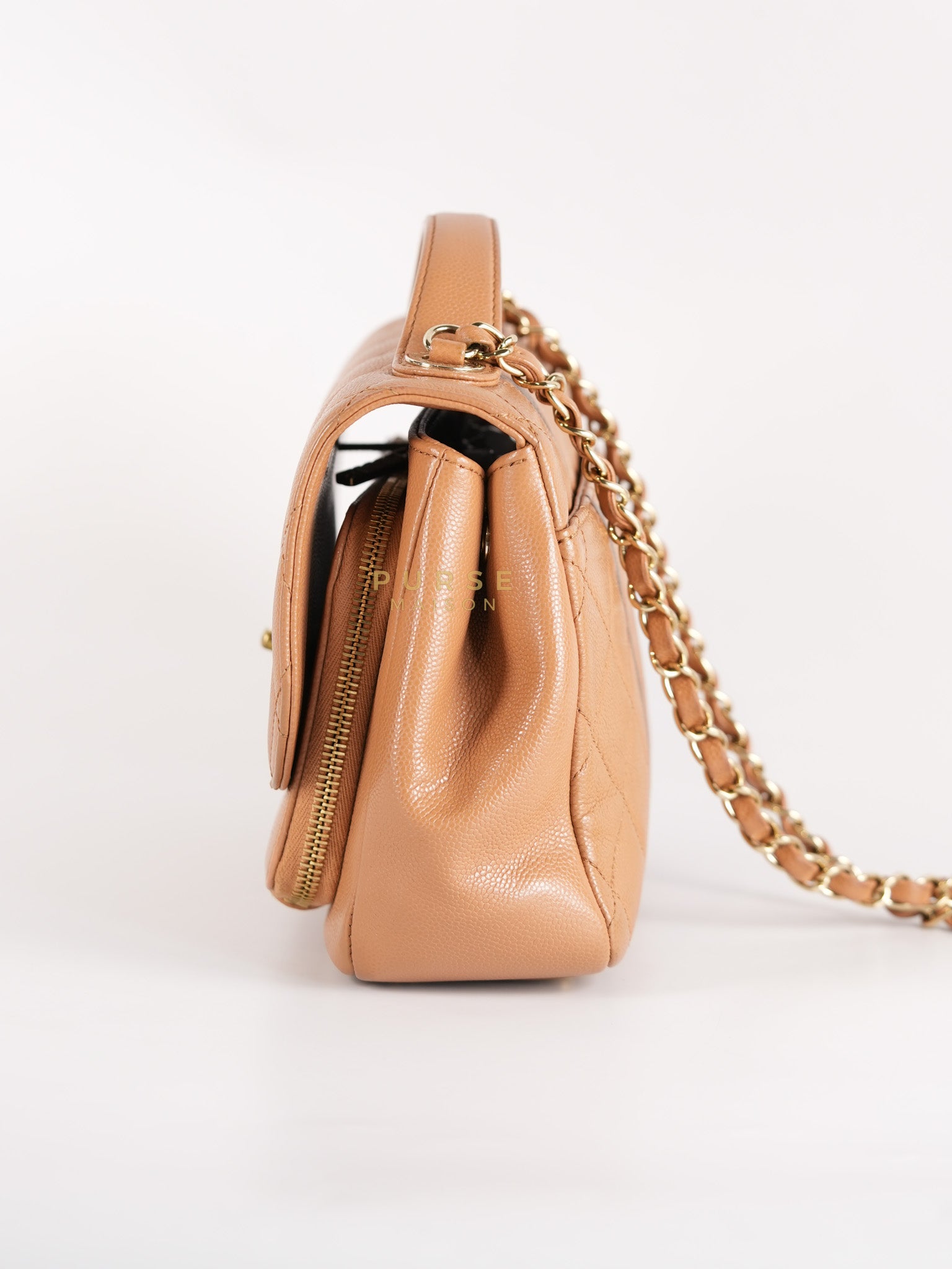 Business Affinity Shoulder Bag Medium in Caramel Caviar Leather & Gold Hardware (Series 30) | Purse Maison Luxury Bags Shop