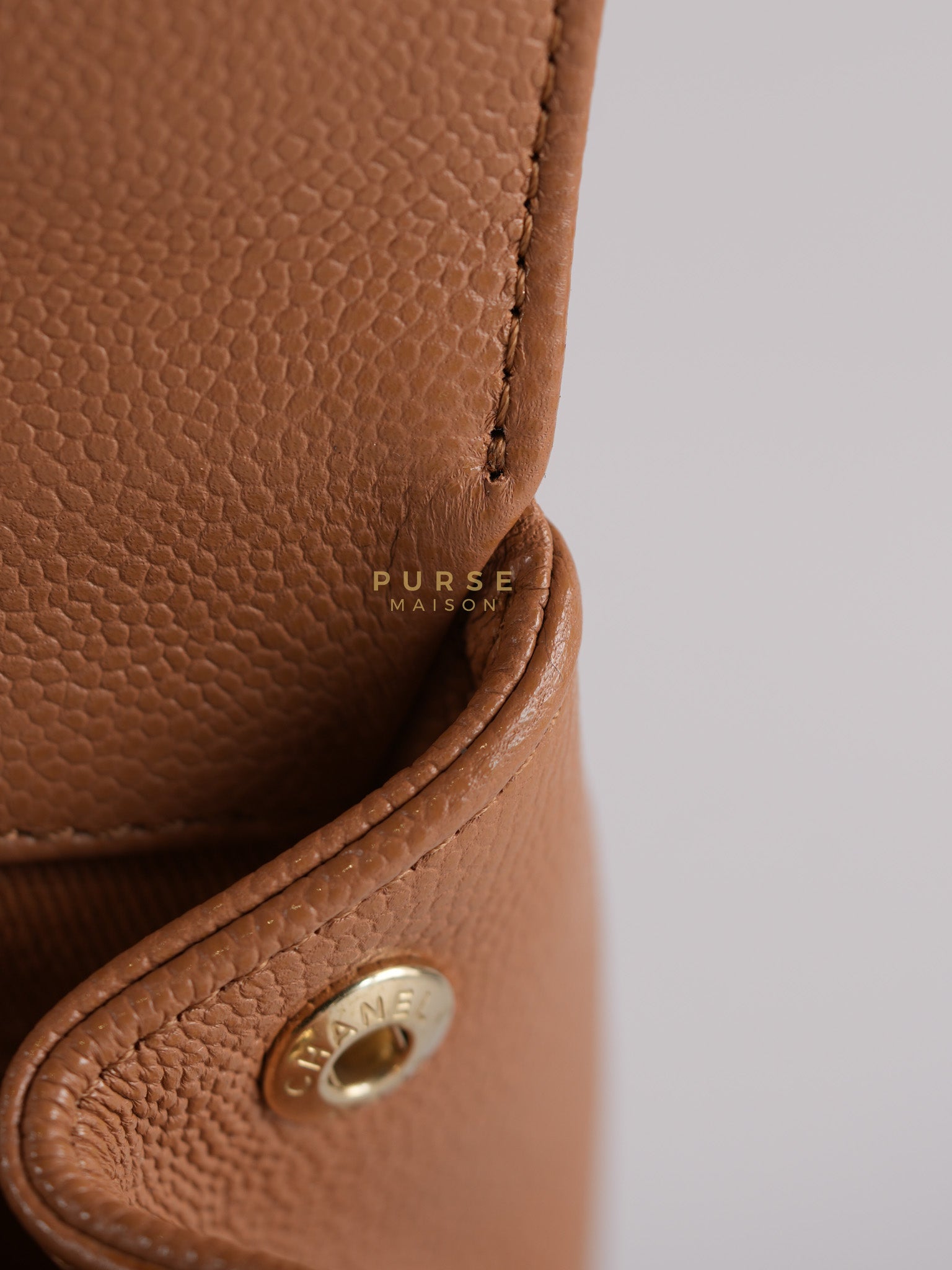 Business Affinity Shoulder Bag Medium in Caramel Caviar Leather & Gold Hardware (Series 30) | Purse Maison Luxury Bags Shop
