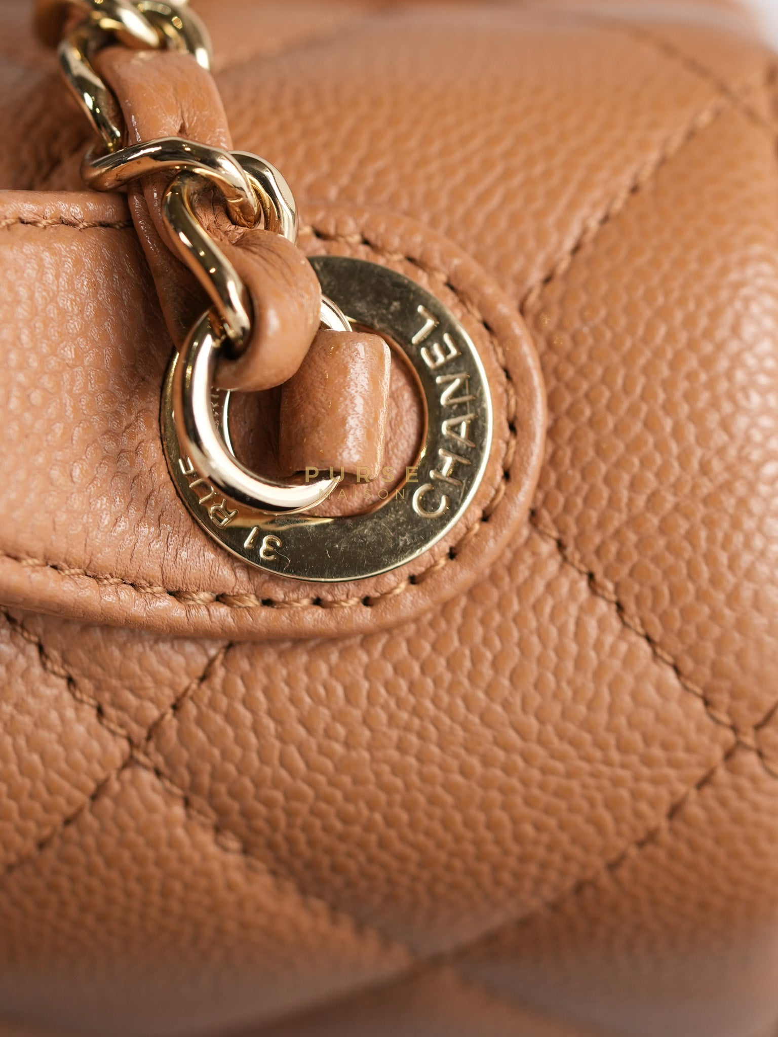Business Affinity Shoulder Bag Medium in Caramel Caviar Leather & Gold Hardware (Series 30) | Purse Maison Luxury Bags Shop