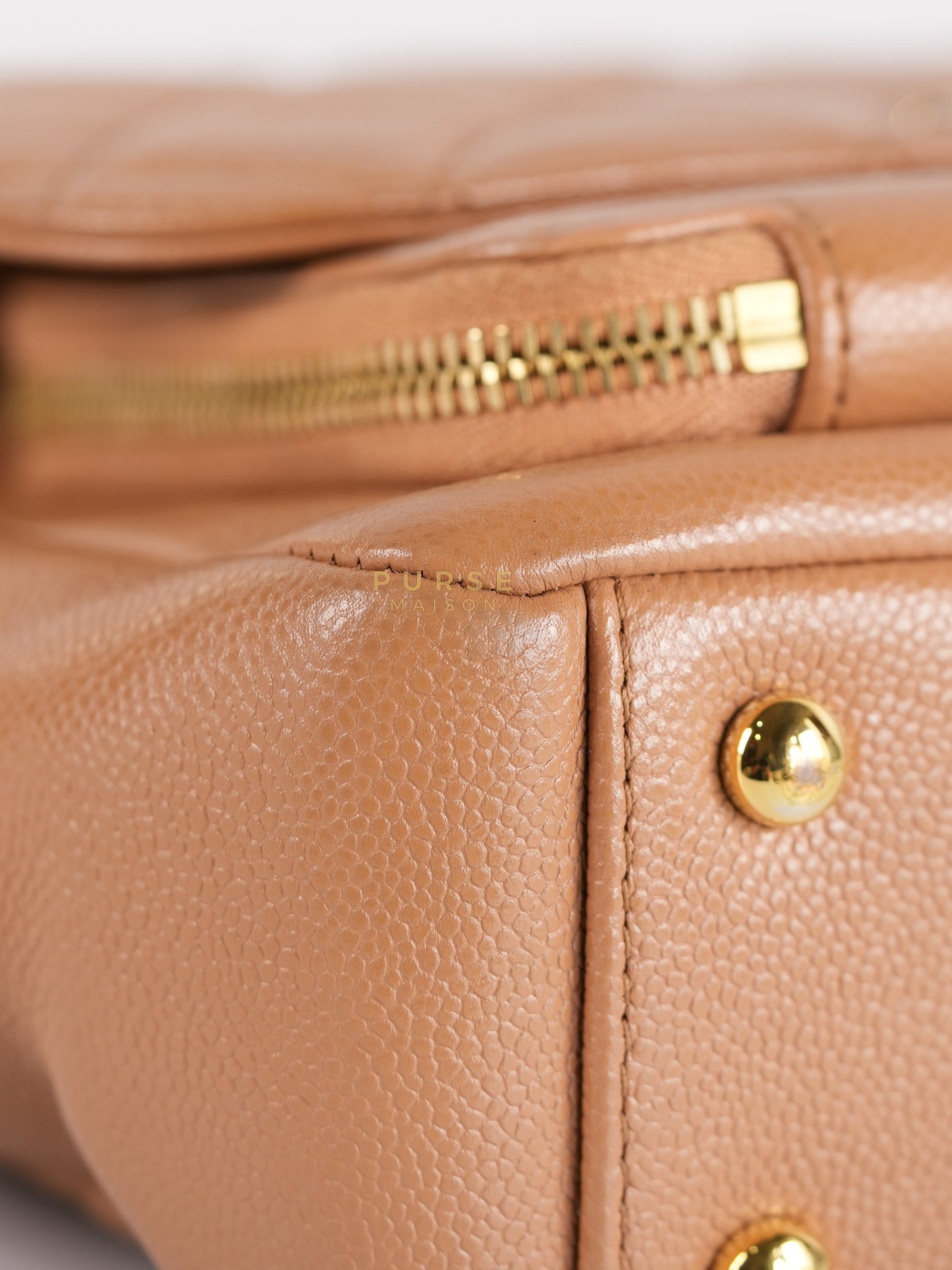 Business Affinity Shoulder Bag Medium in Caramel Caviar Leather & Gold Hardware (Series 30) | Purse Maison Luxury Bags Shop