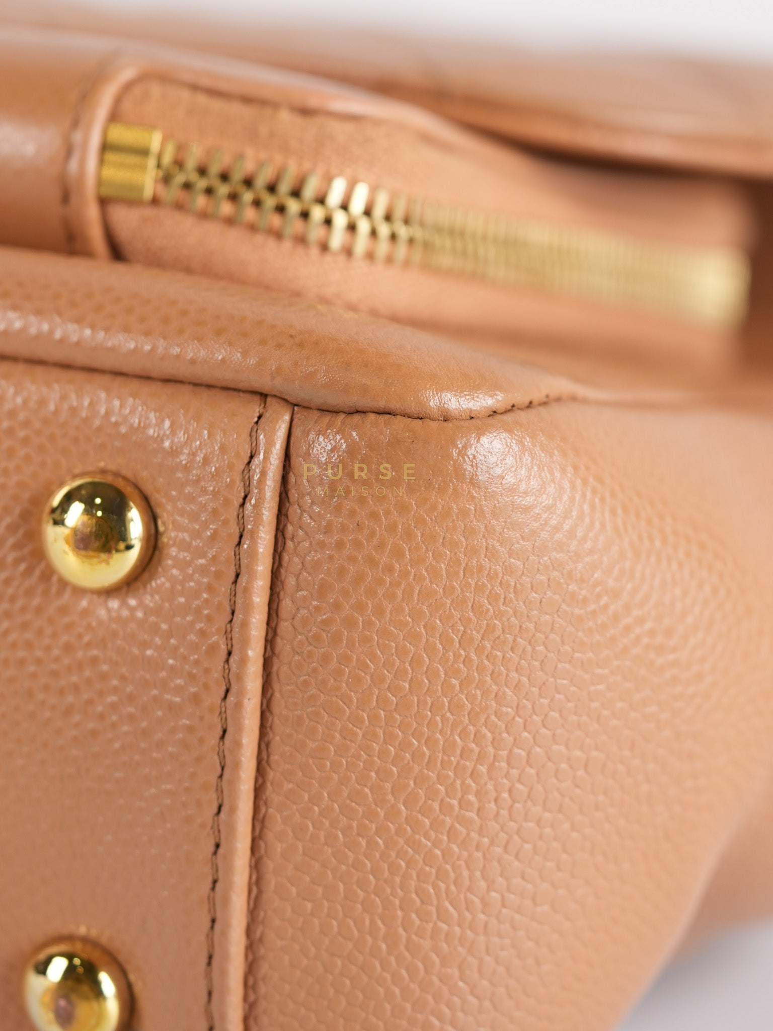 Business Affinity Shoulder Bag Medium in Caramel Caviar Leather & Gold Hardware (Series 30) | Purse Maison Luxury Bags Shop