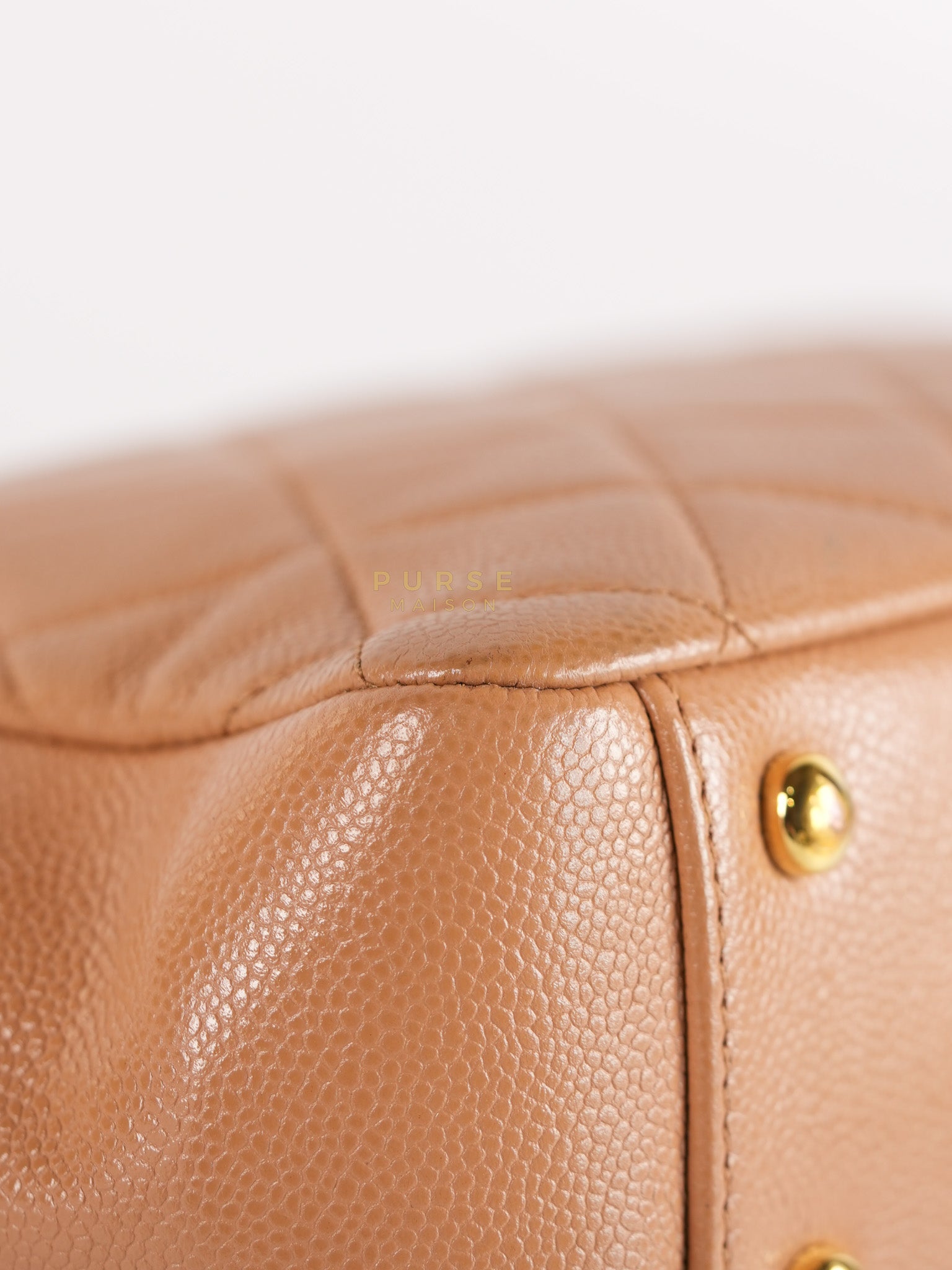 Business Affinity Shoulder Bag Medium in Caramel Caviar Leather & Gold Hardware (Series 30) | Purse Maison Luxury Bags Shop