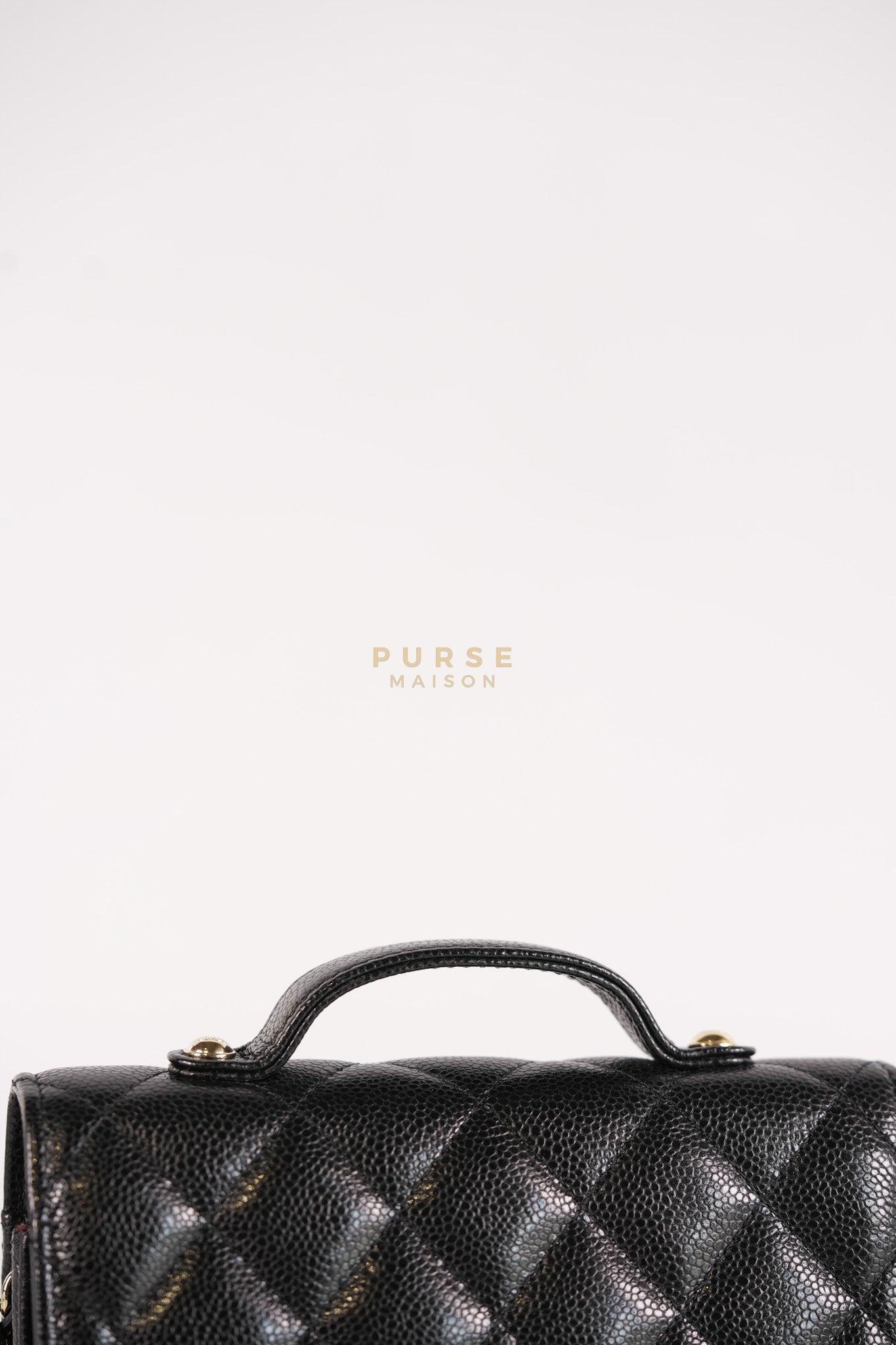 Business Affinity Wallet on Chain (WOC) In Black Caviar Leather and Light Gold Hardware (Microchip) | Purse Maison Luxury Bags Shop