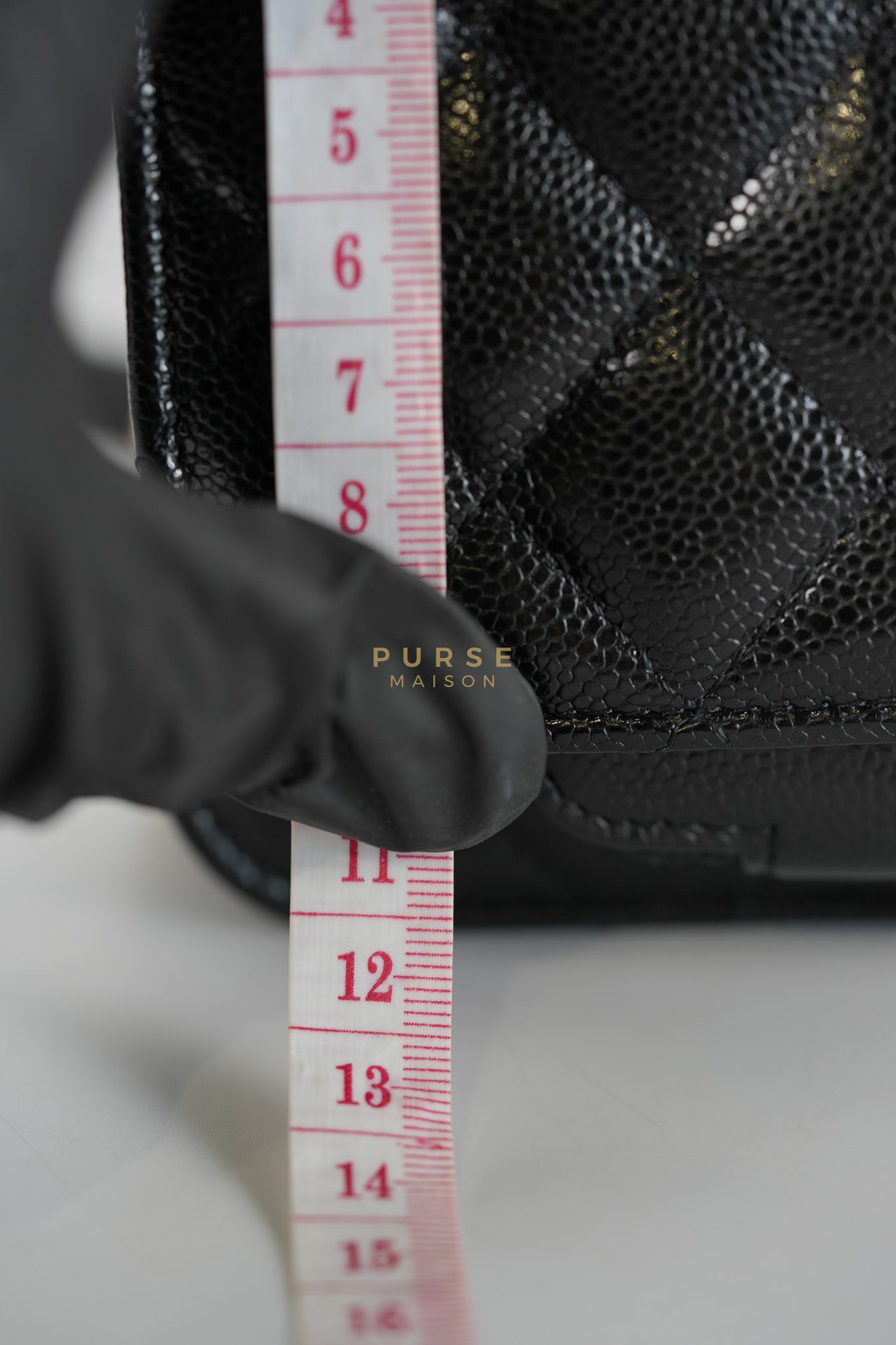 Business Affinity Wallet on Chain (WOC) In Black Caviar Leather and Light Gold Hardware (Microchip) | Purse Maison Luxury Bags Shop