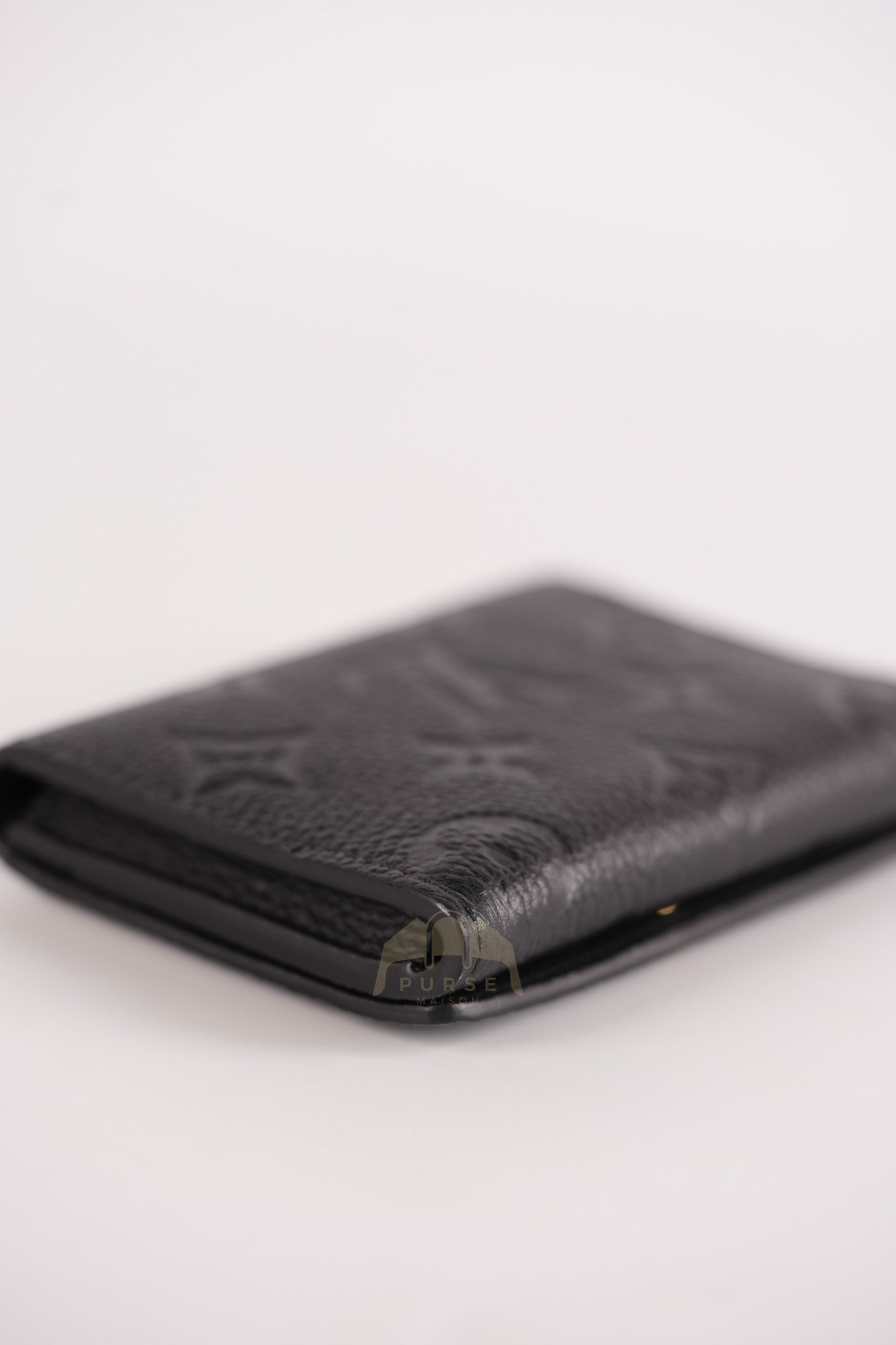 Business Card Holder in Black Monogram Empreinte Leather Microchip | Purse Maison Luxury Bags Shop