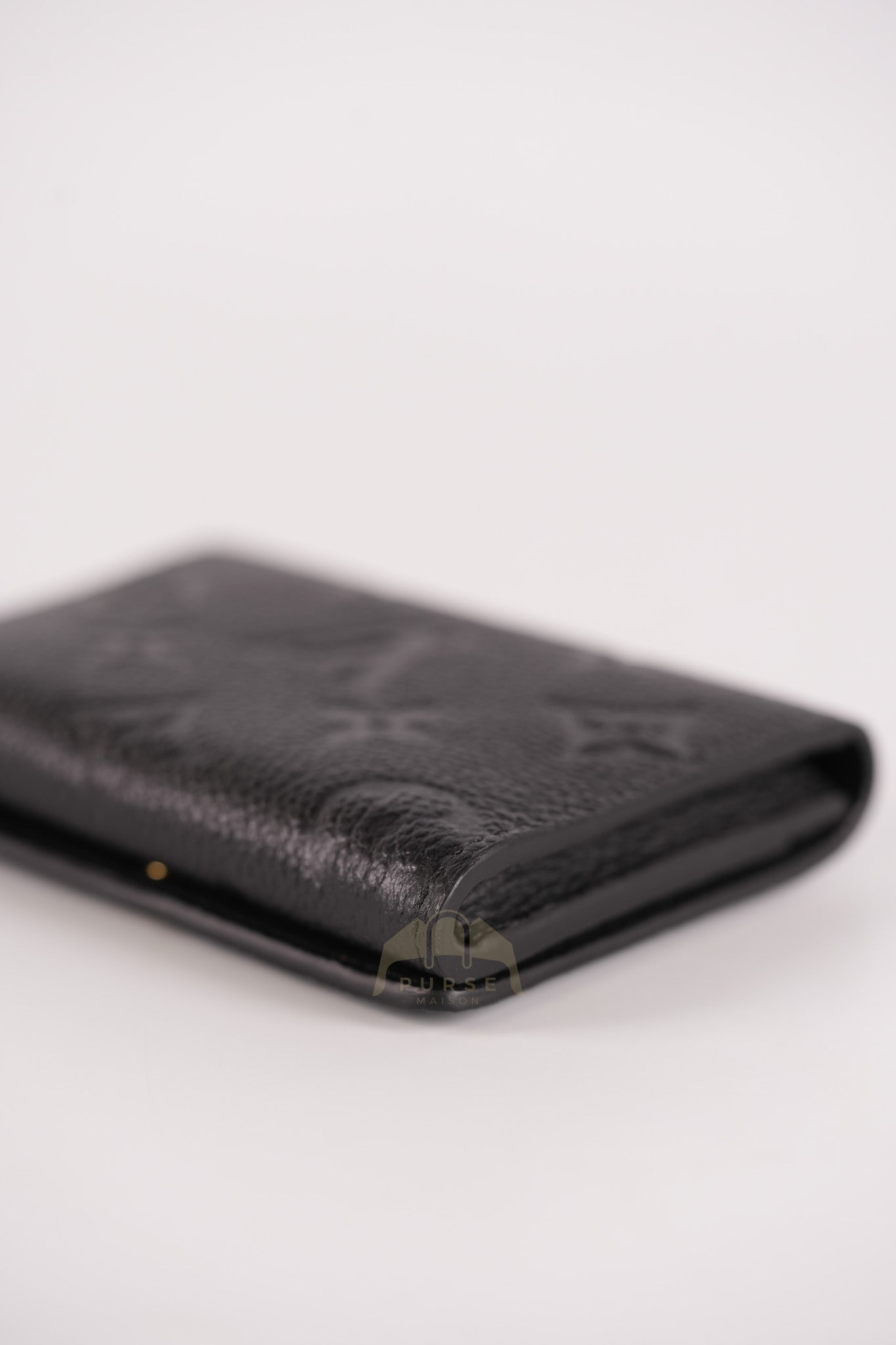 Business Card Holder in Black Monogram Empreinte Leather Microchip | Purse Maison Luxury Bags Shop