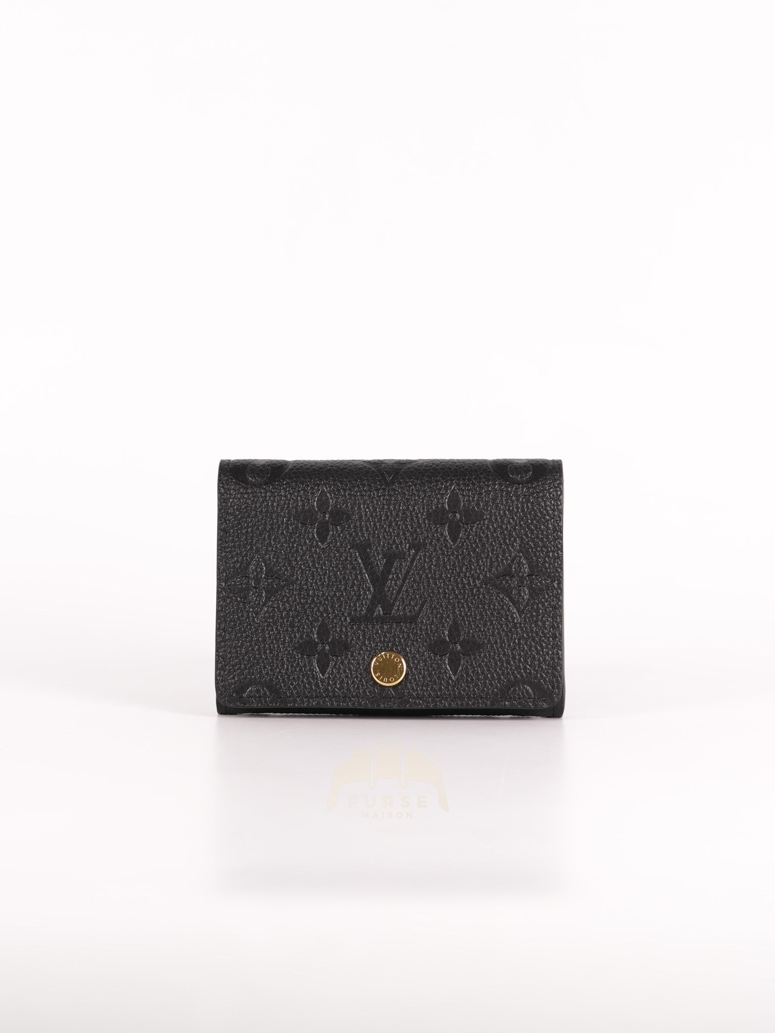 Business Card Holder in Black Monogram Empreinte Leather Microchip | Purse Maison Luxury Bags Shop