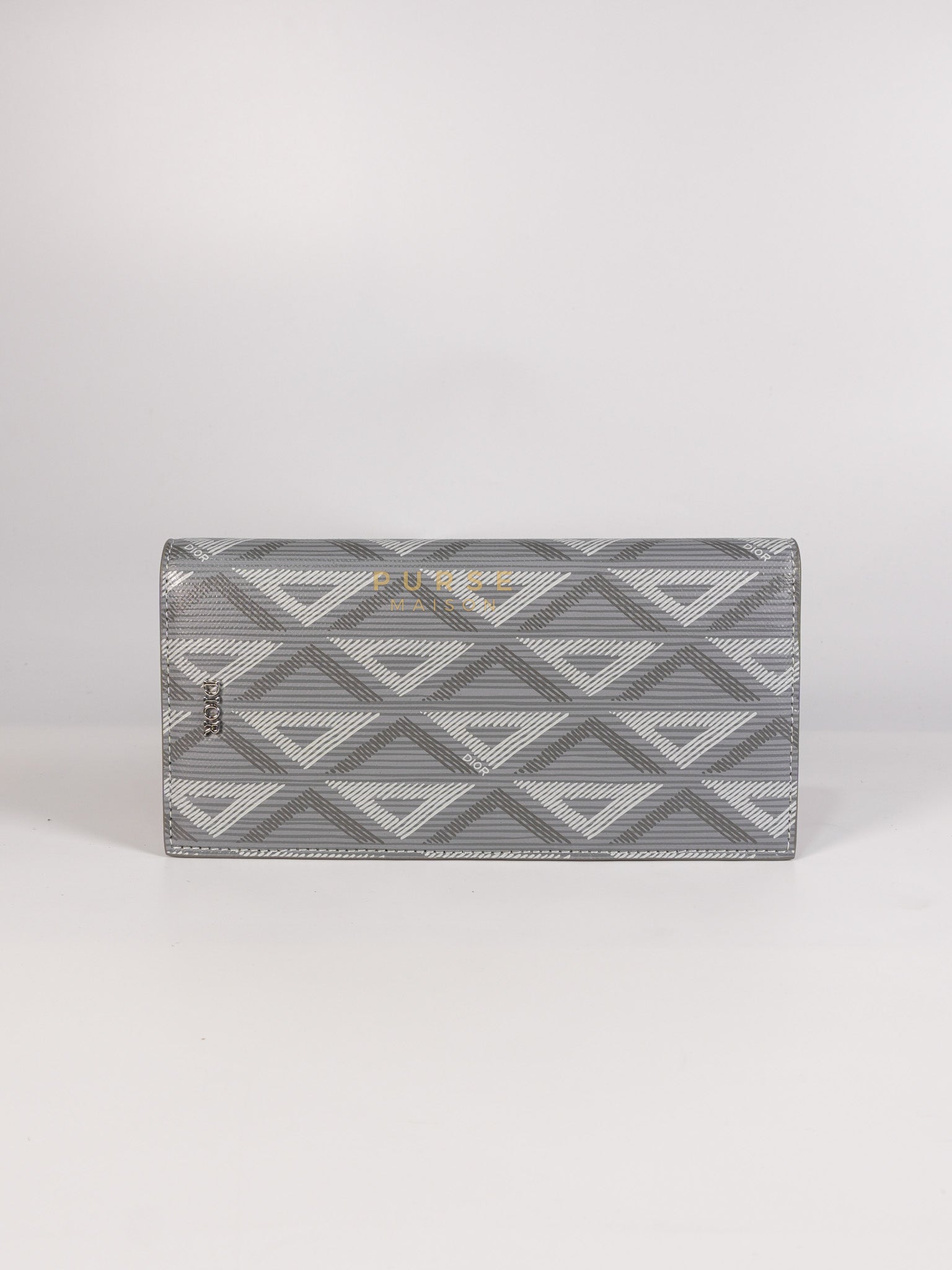 Business Card Holder/Long Vertical Wallet in Gray Diamond Canvas | Purse Maison Luxury Bags Shop