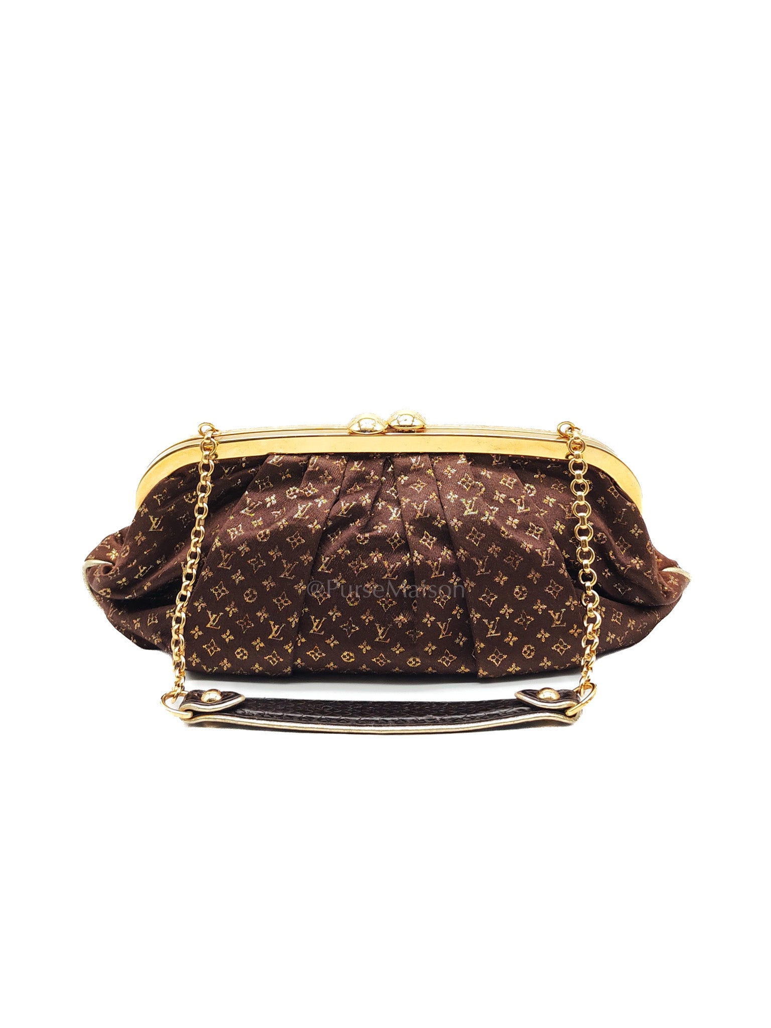 Aumonieve Evening Bag in Monogram Satin  & Gold Hardware