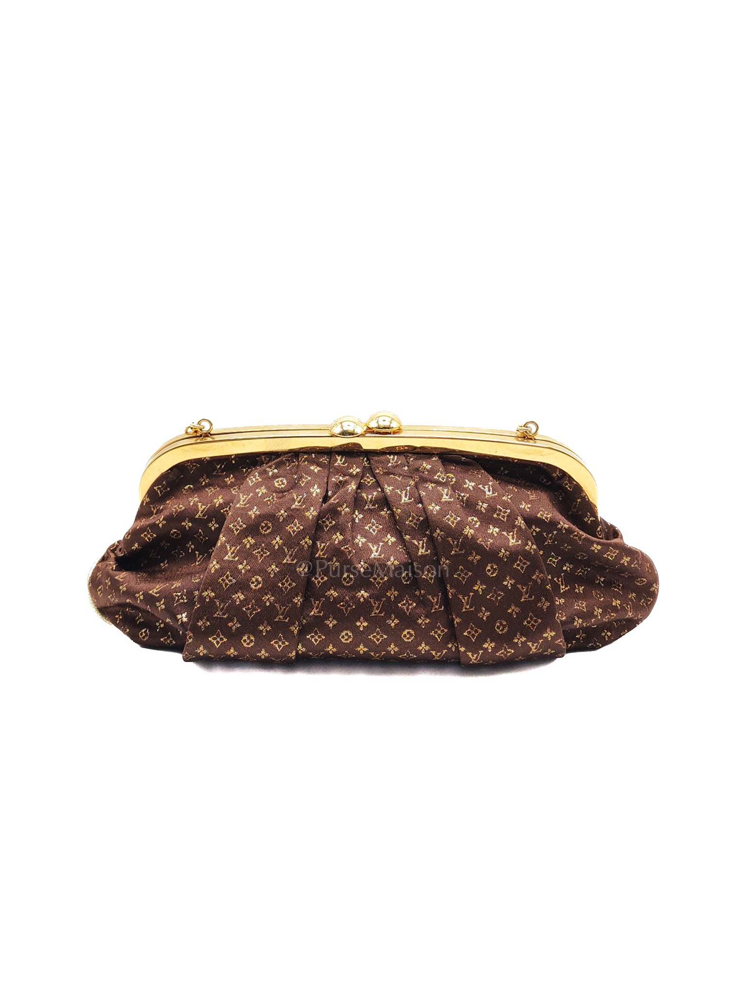 Aumonieve Evening Bag in Monogram Satin  & Gold Hardware