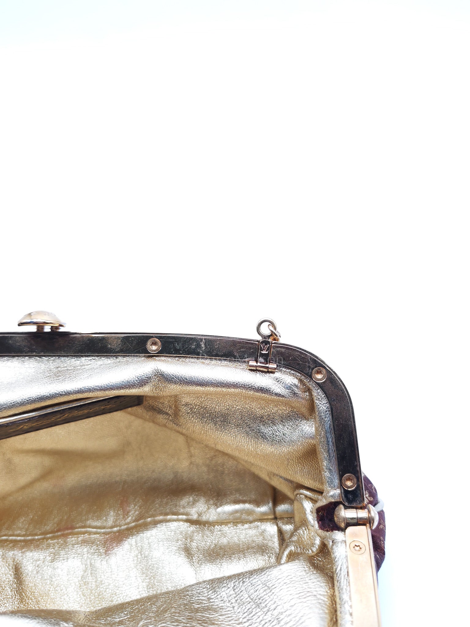 Aumonieve Evening Bag in Monogram Satin  & Gold Hardware