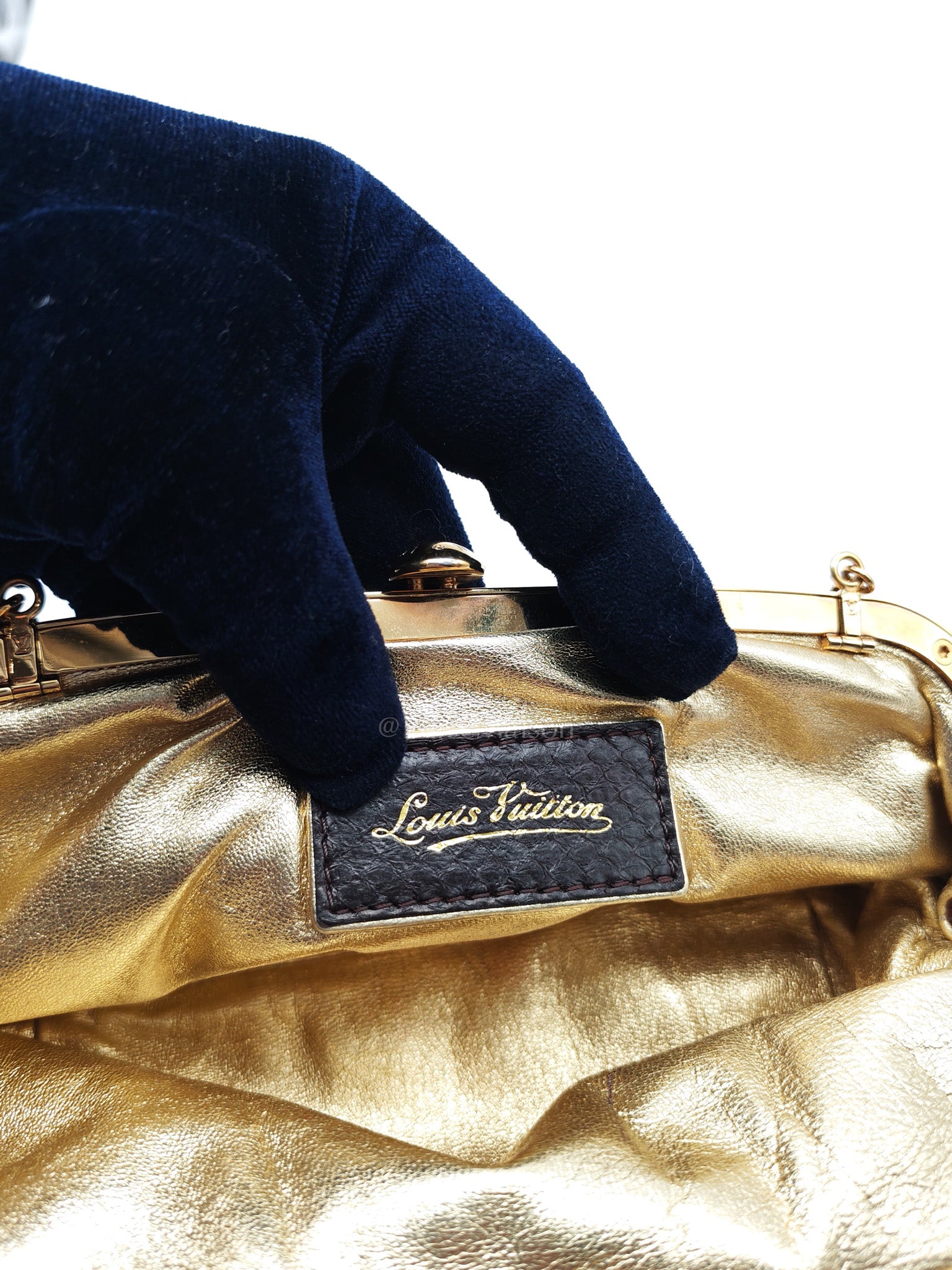 Aumonieve Evening Bag in Monogram Satin  & Gold Hardware