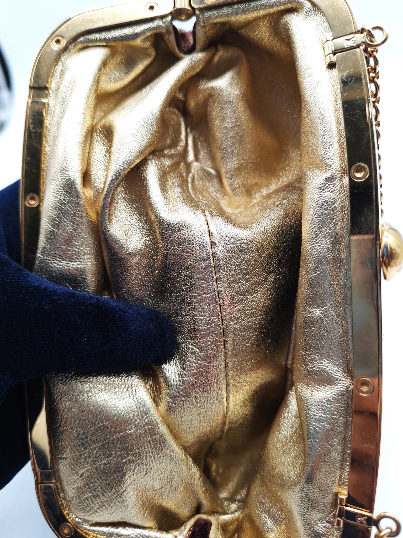Aumonieve Evening Bag in Monogram Satin  & Gold Hardware