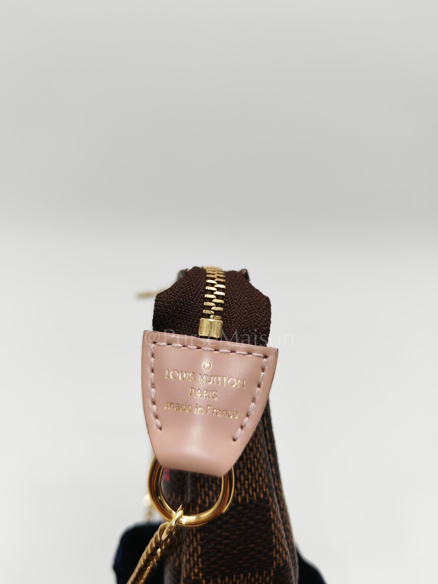 Christmas Animation 2020 Mini Pochette in Damier Ebene Canvas & Gold Hardware (Datecode: SF3240)