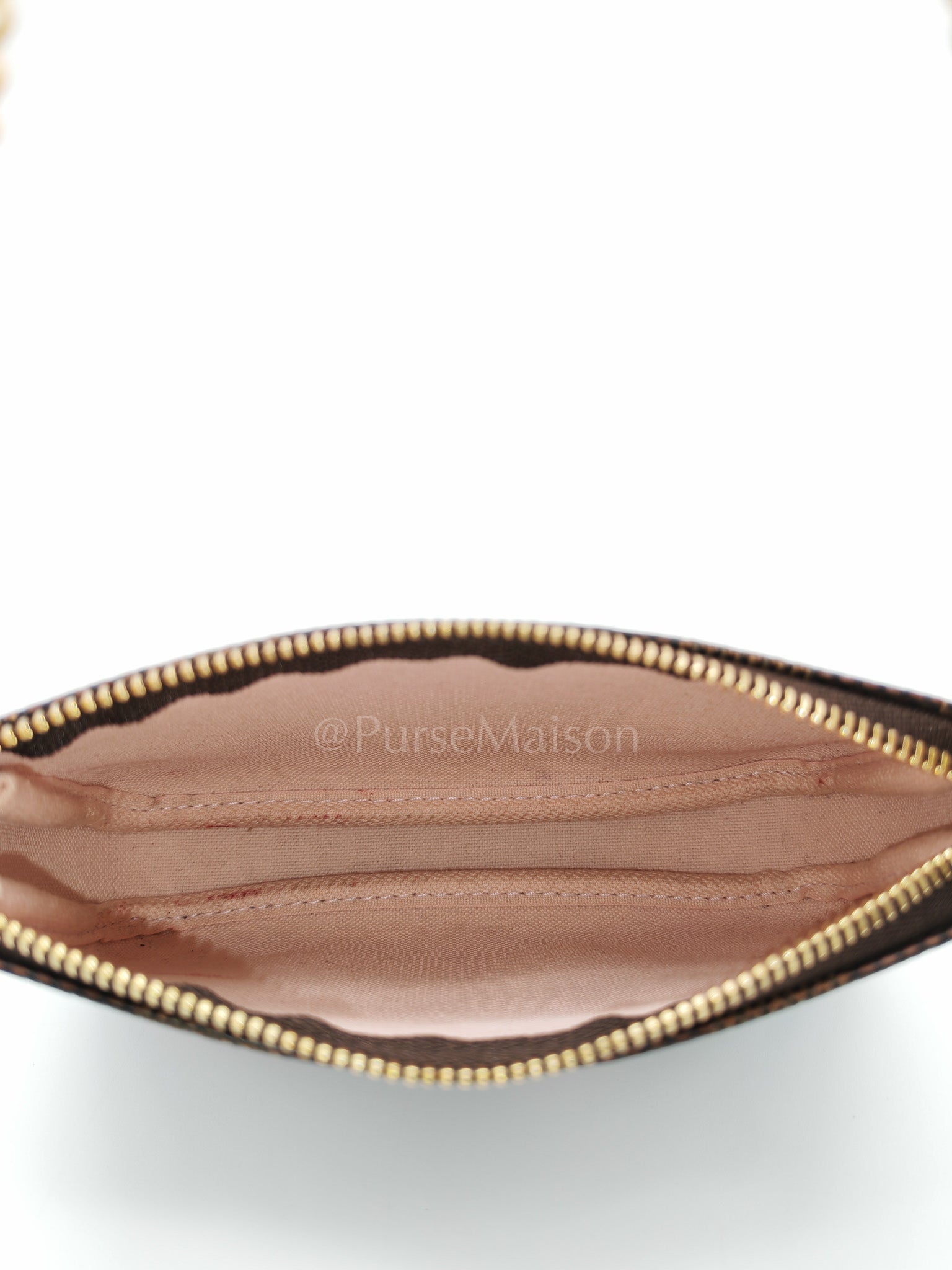 Christmas Animation 2020 Mini Pochette in Damier Ebene Canvas & Gold Hardware (Datecode: SF3240)