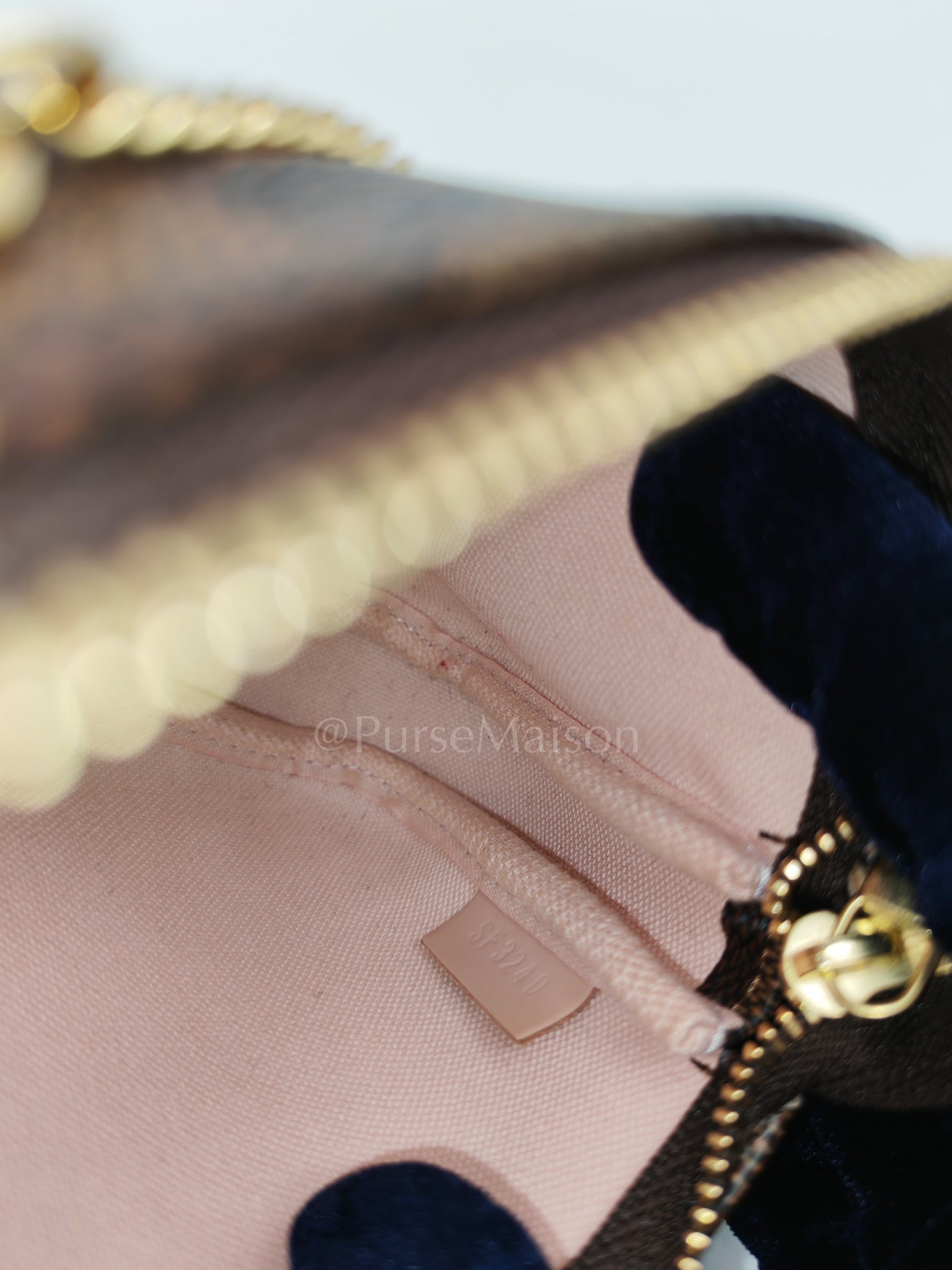 Christmas Animation 2020 Mini Pochette in Damier Ebene Canvas & Gold Hardware (Datecode: SF3240)