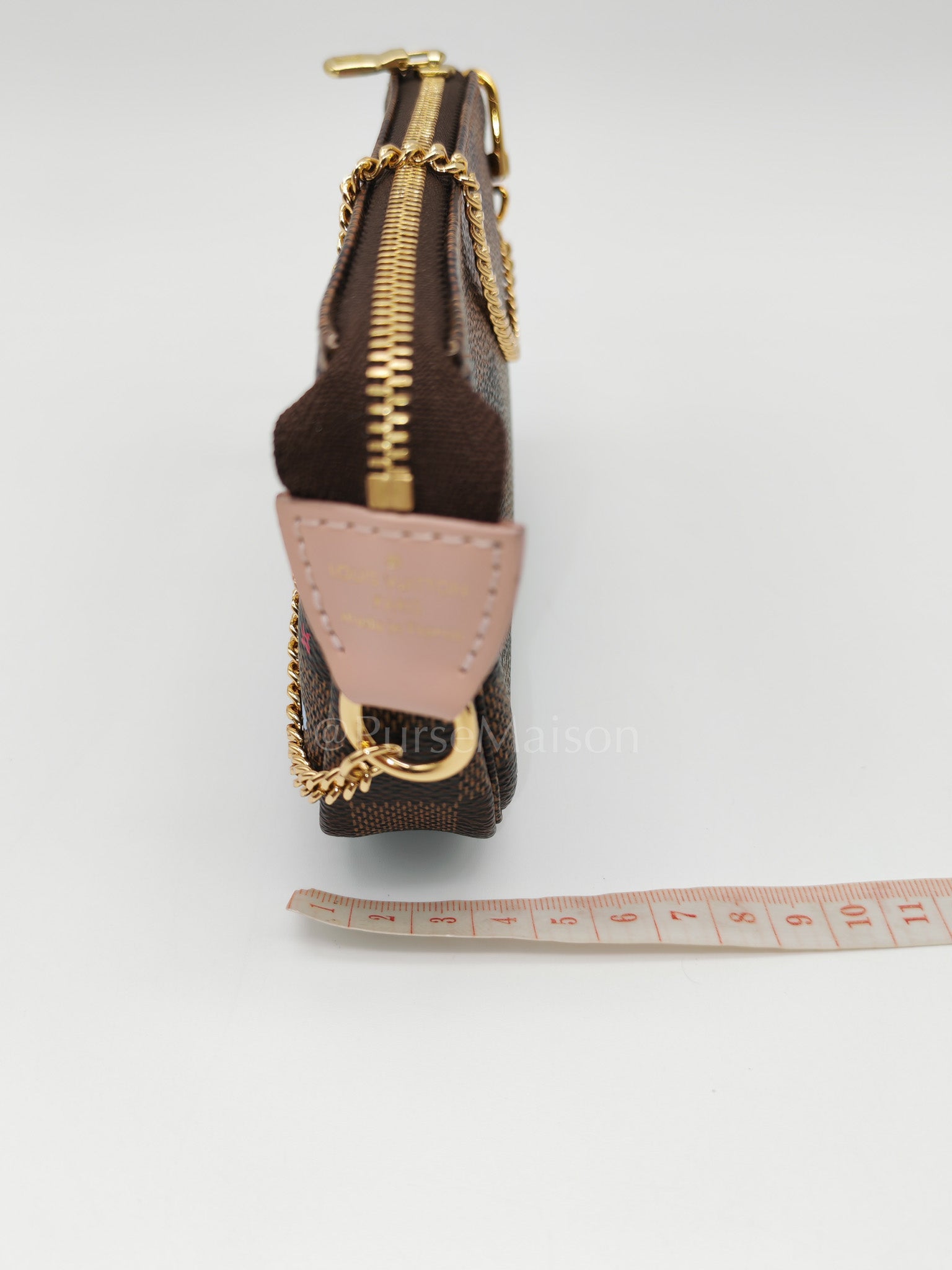 Christmas Animation 2020 Mini Pochette in Damier Ebene Canvas & Gold Hardware (Datecode: SF3240)