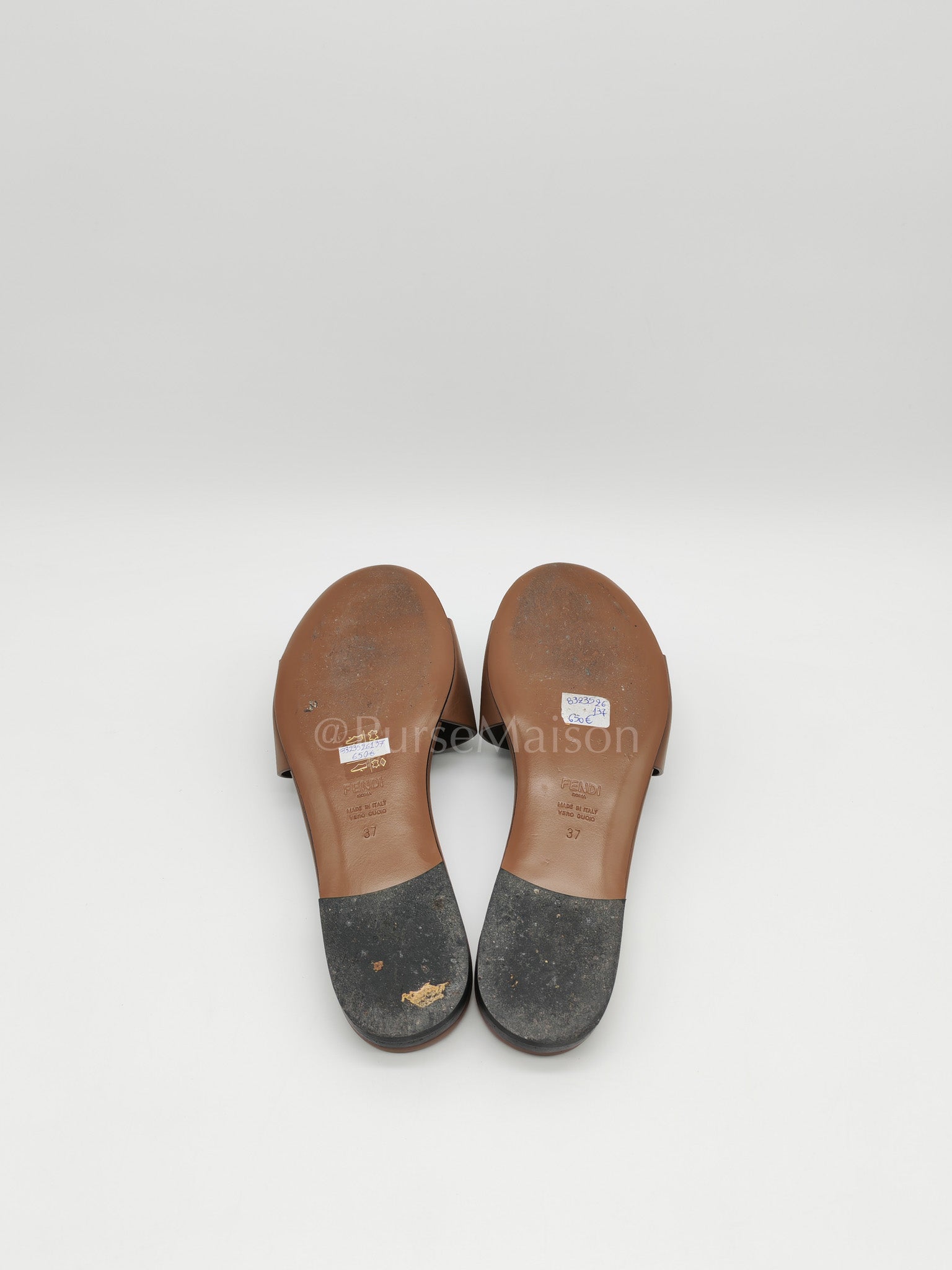 Baguette Slides in Brown Leather Size 37 EU (24 cm)