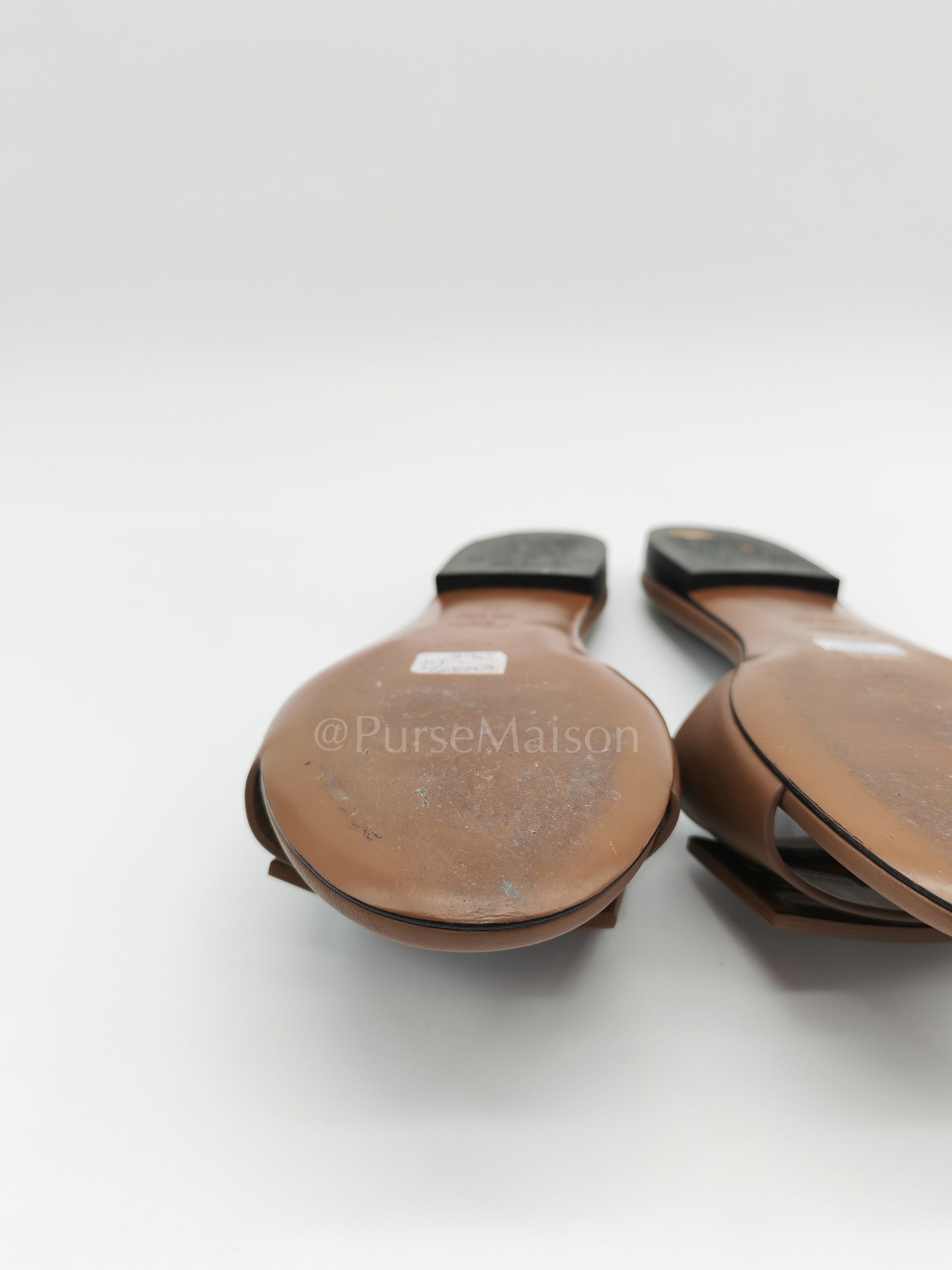 Baguette Slides in Brown Leather Size 37 EU (24 cm)
