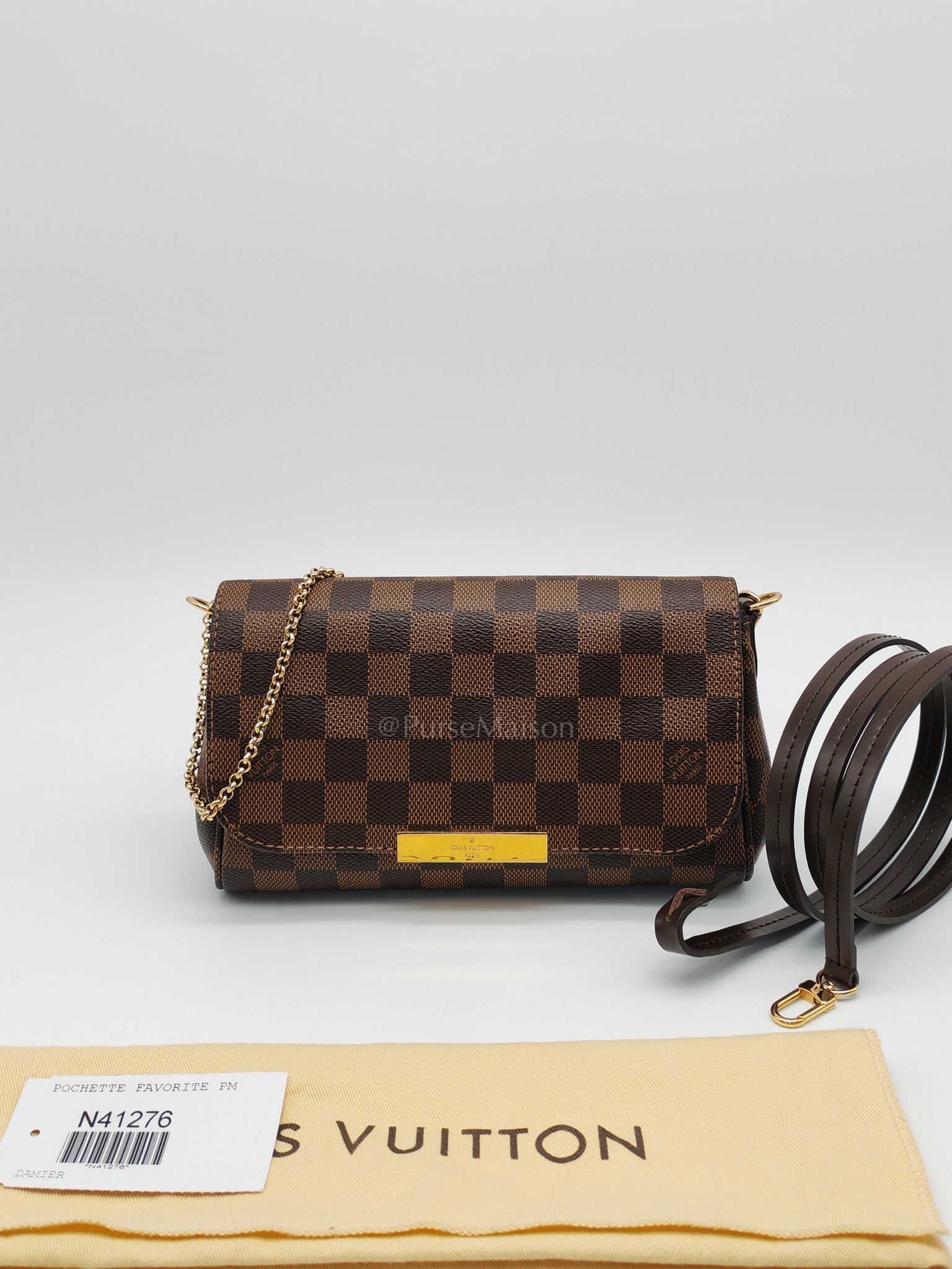 Favorite PM Pochette in Damier Ebene Canvas Shoulder Bag (Date Code: DU2124)