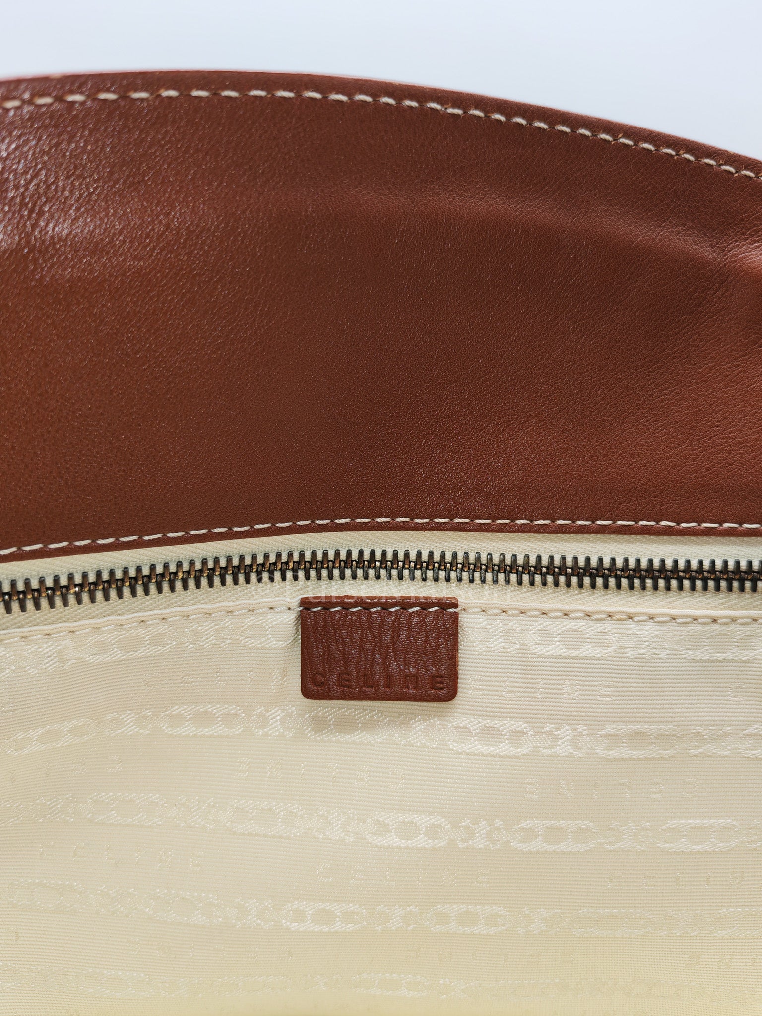 Macadam Monogram Canvas Tote Bag in Brown Leather Trim and Handle