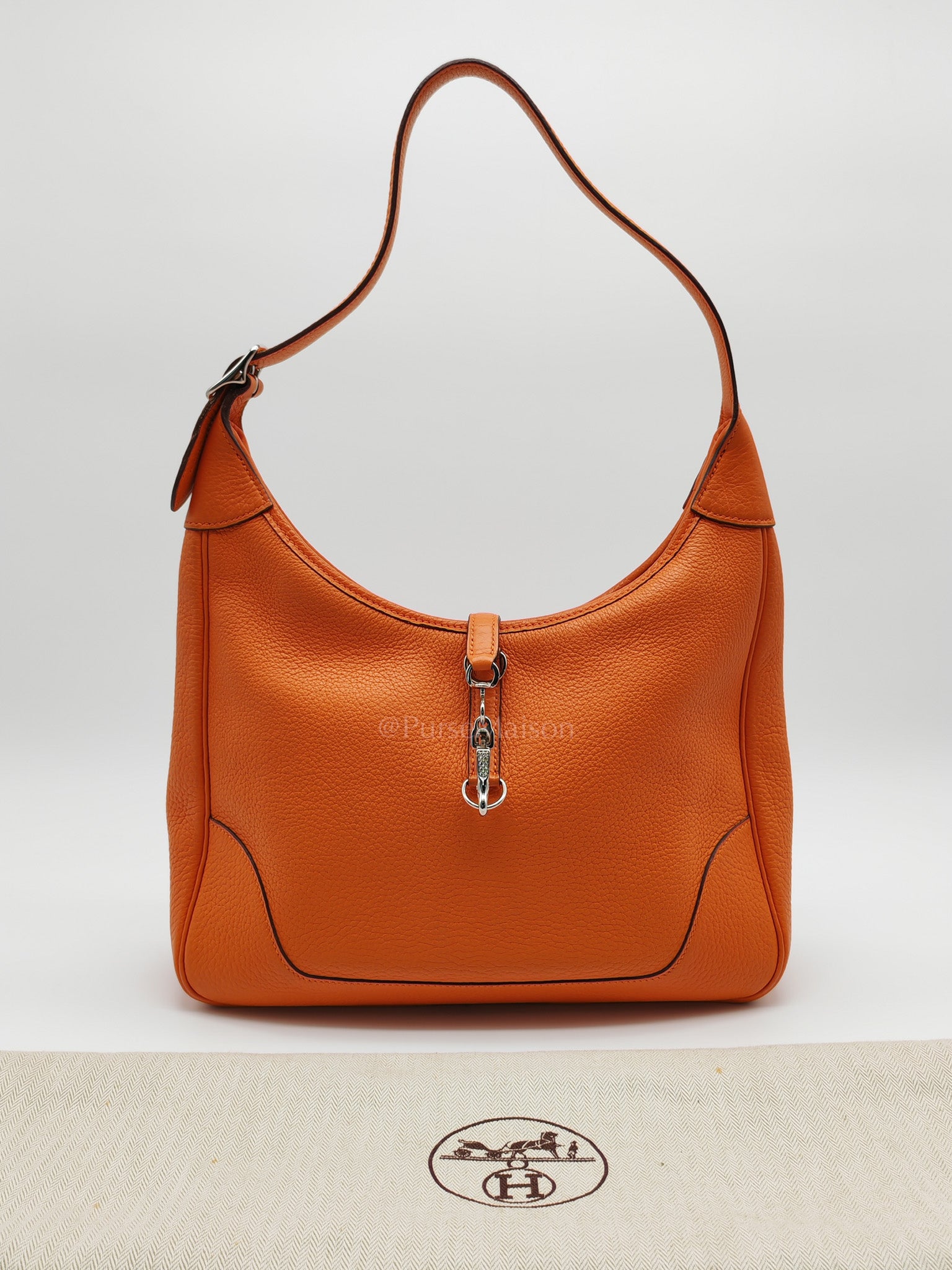 Orange Clemence Trim Shoulder Bag