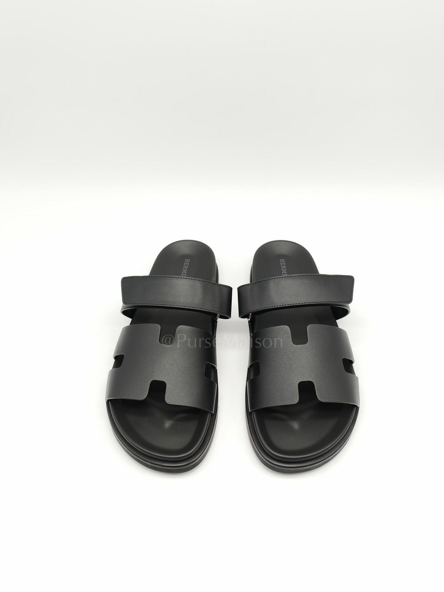Chypre Sandals in Noir/Black Calfskin Leather Size 10 US|43 EU|28cm
