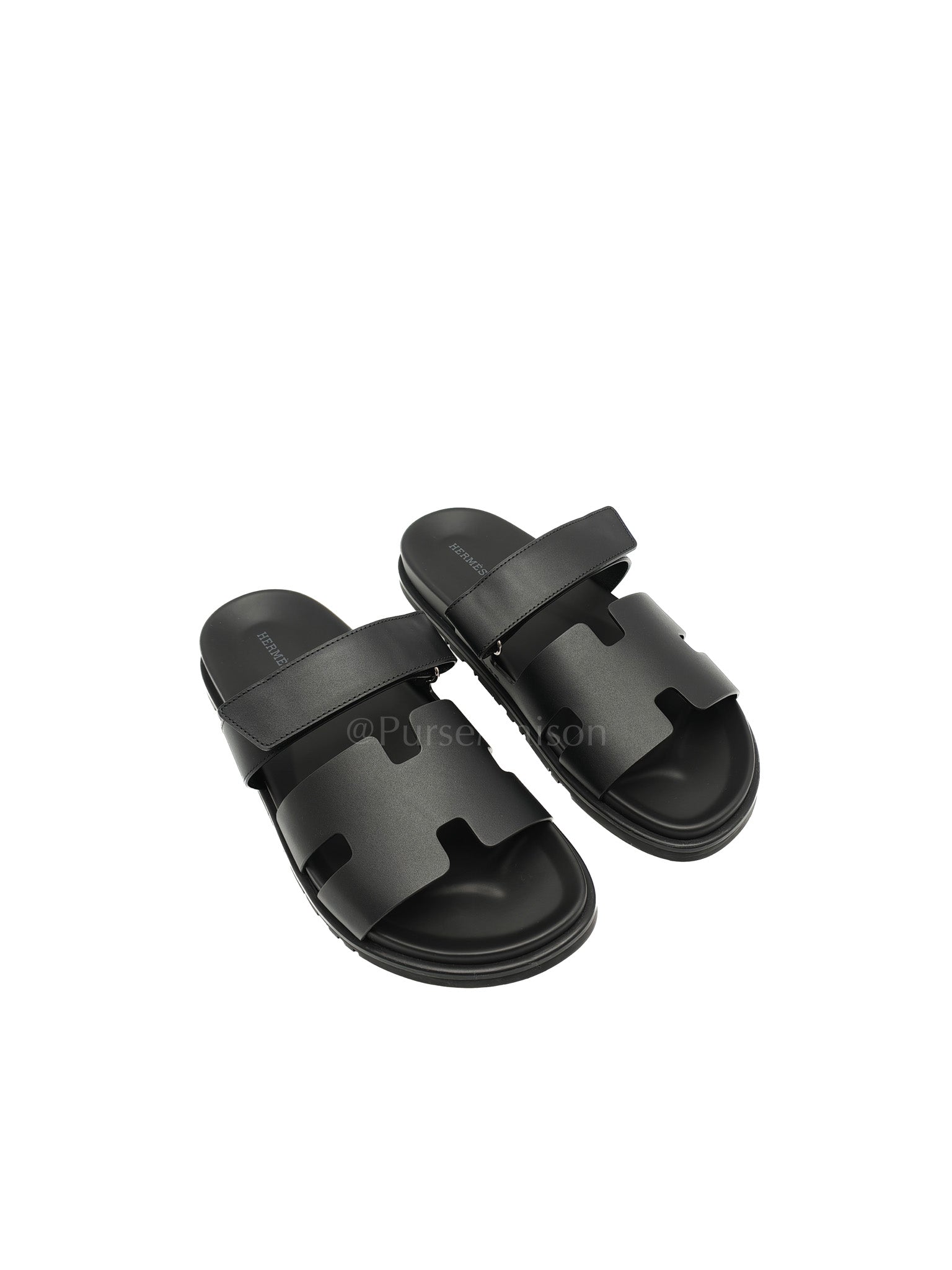 Chypre Sandals in Noir/Black Calfskin Leather Size 10 US|43 EU|28cm