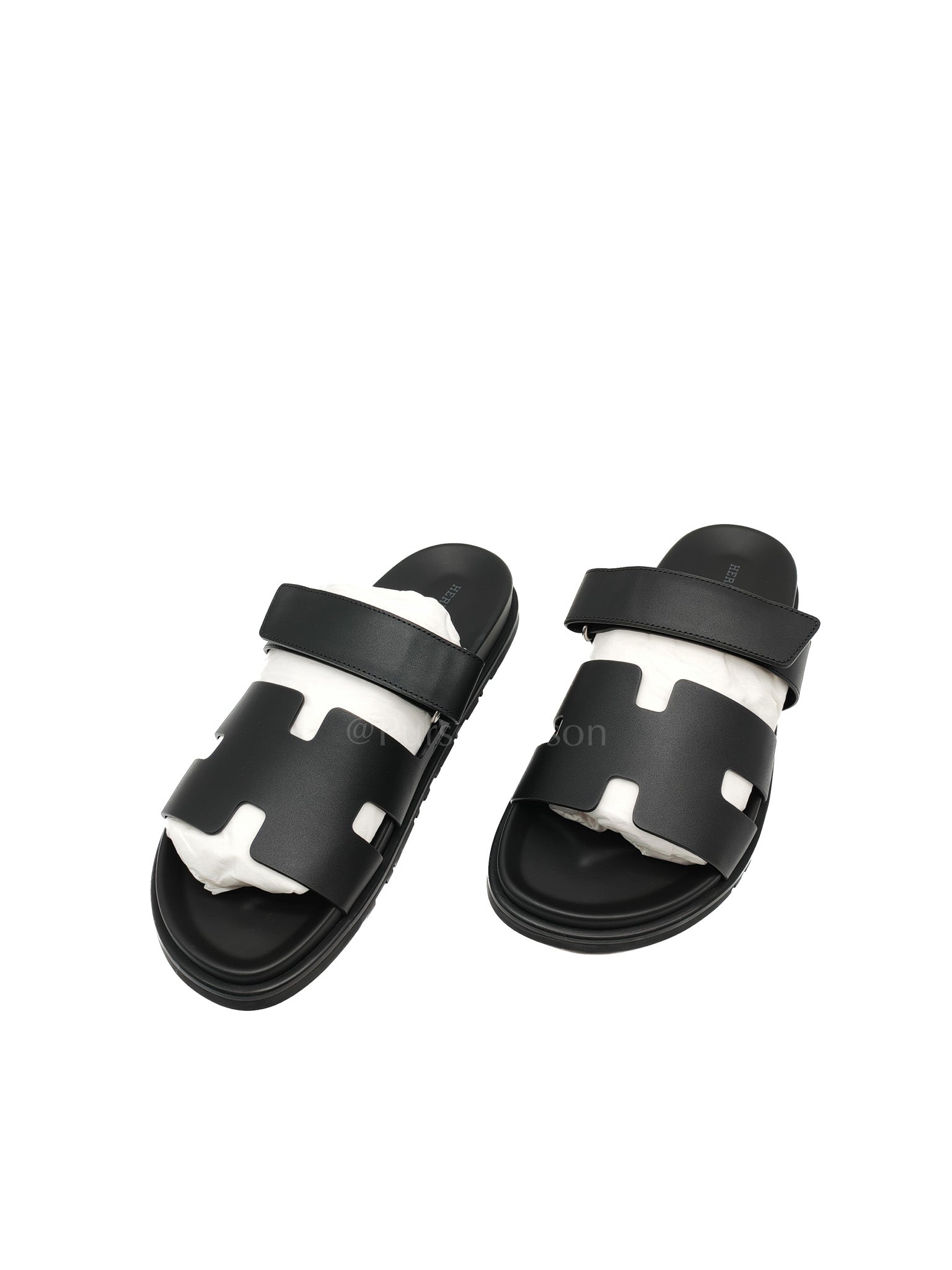 Chypre Sandals in Noir/Black Calfskin Leather Size 10 US|43 EU|28cm