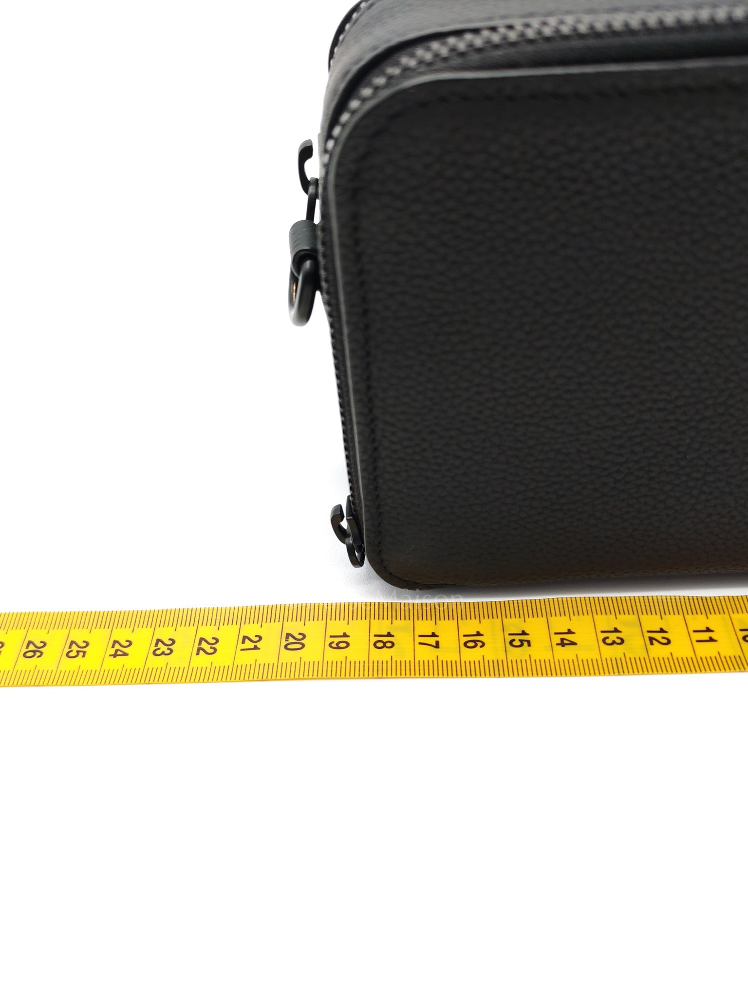 Alpha Wearable Wallet Aerogram in Black Grained Calfskin Leather Crossbody Bag (Microchip)