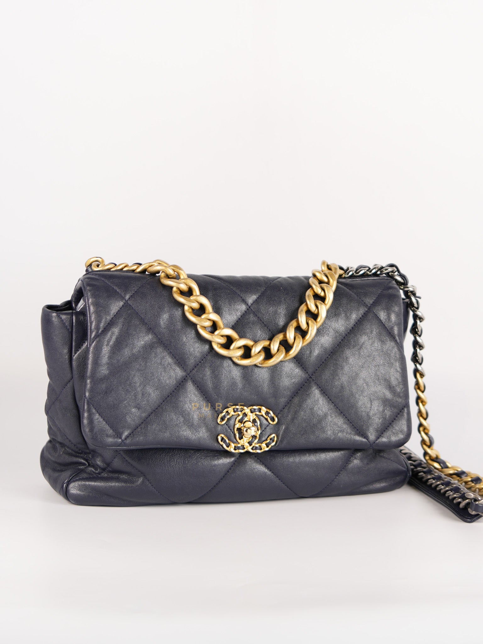 C19 Medium in Navy Blue Lambskin Leather & Mixed Hardware (Series 29) | Purse Maison Luxury Bags Shop