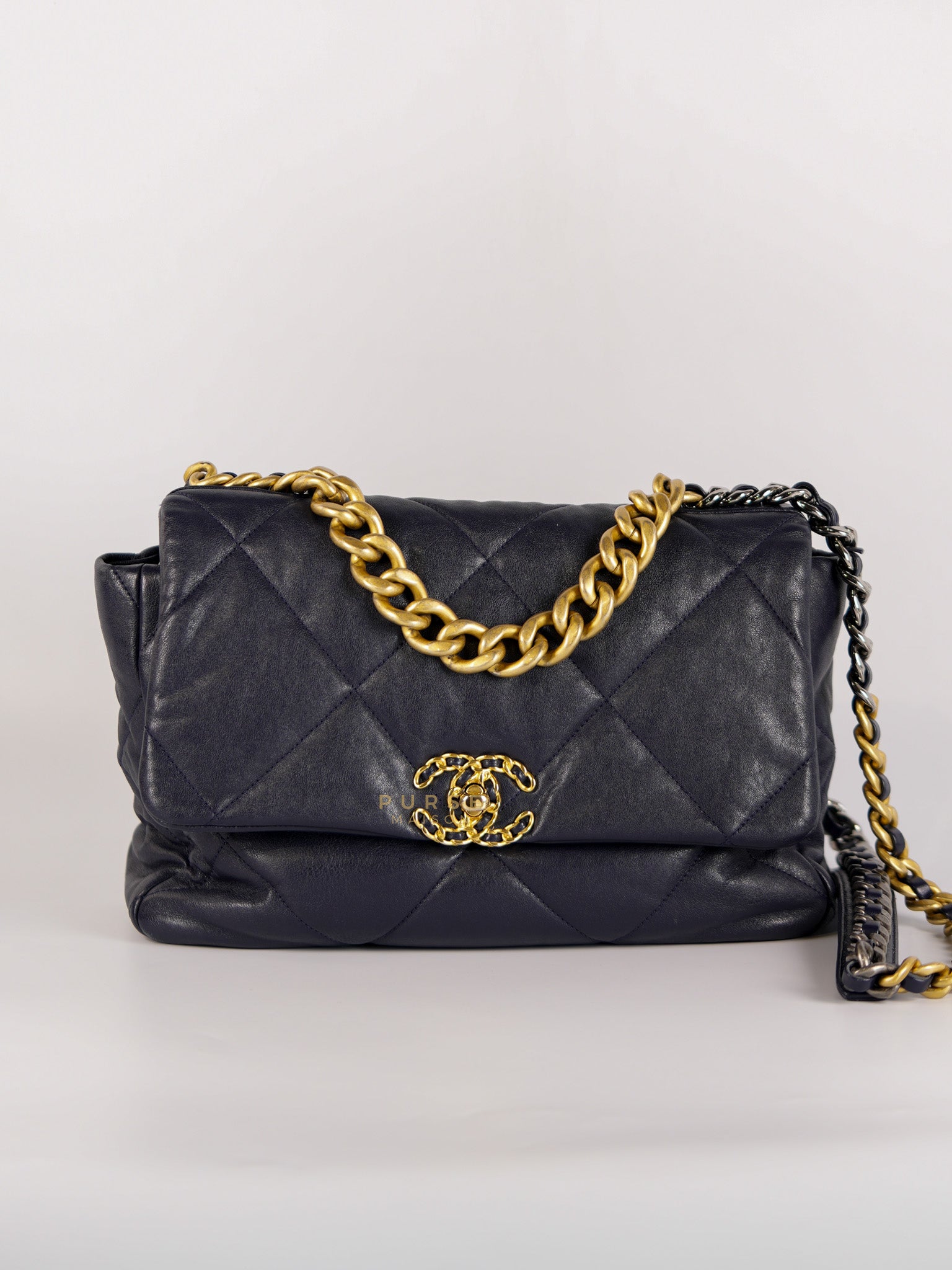 C19 Medium in Navy Blue Lambskin Leather & Mixed Hardware (Series 29) | Purse Maison Luxury Bags Shop