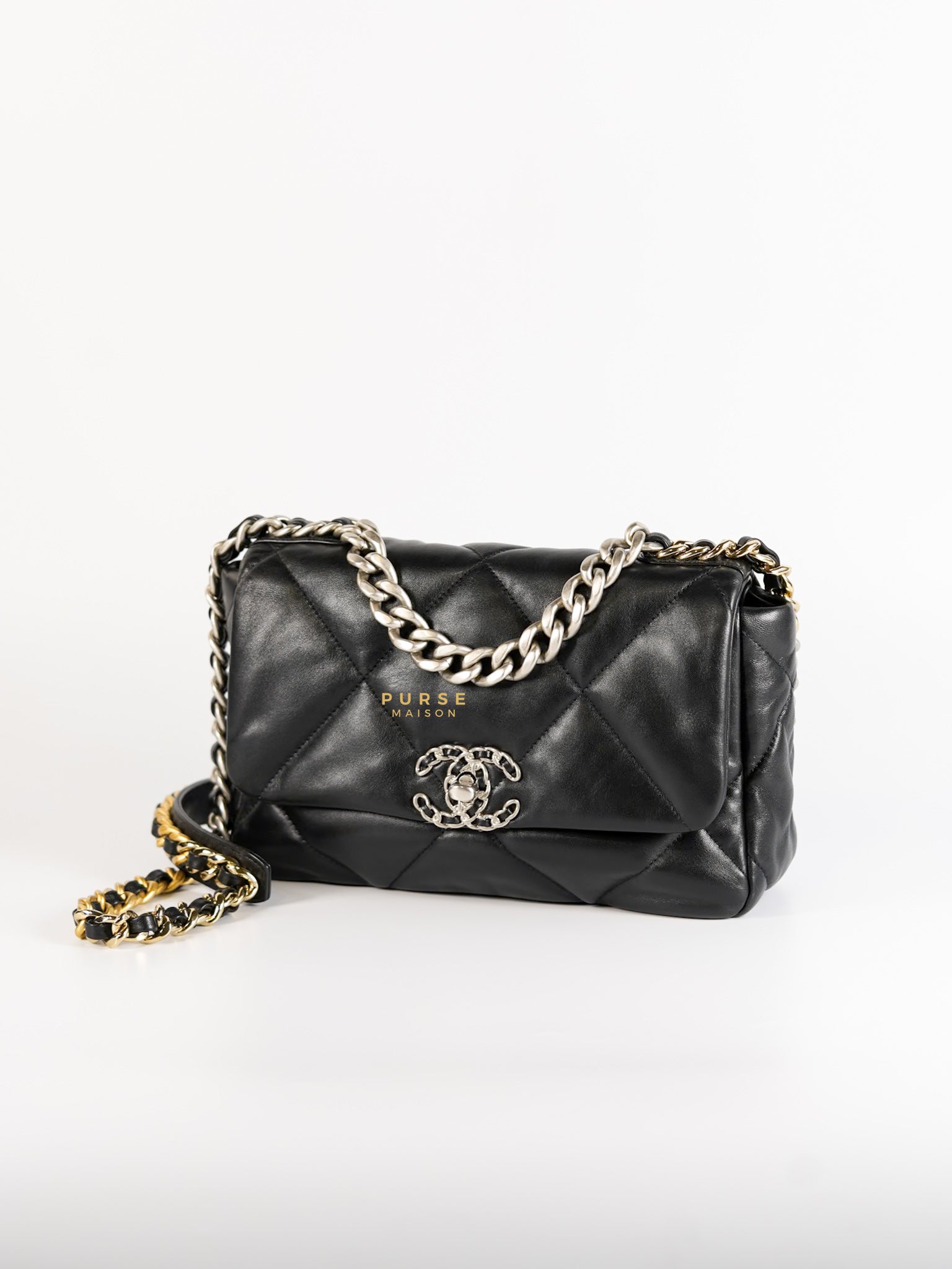 C19 Small in Black Lambskin Leather & Mixed Hardware(microchip) | Purse Maison Luxury Bags Shop